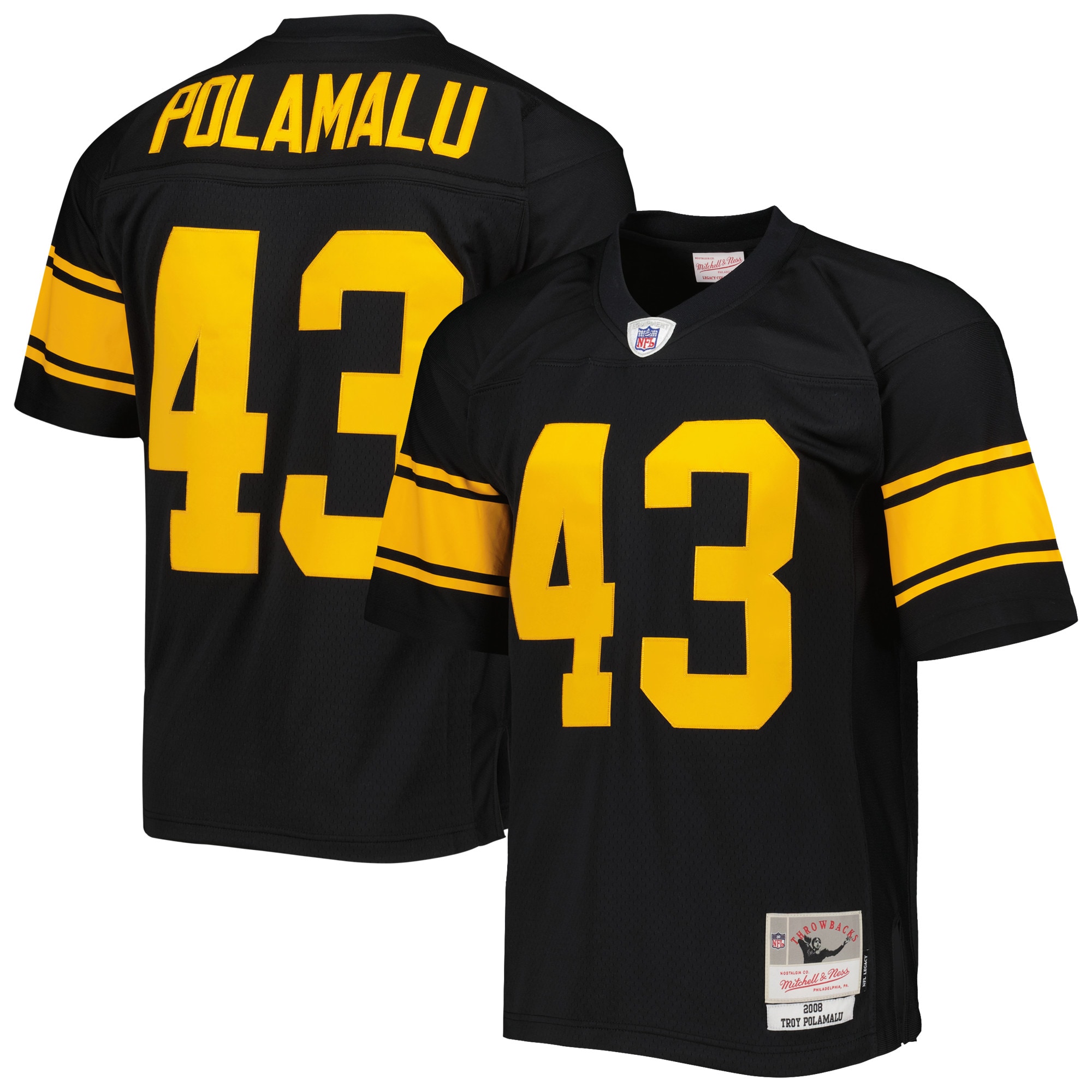 Men's Pittsburgh Steelers Troy Polamalu Mitchell & Ness Black Legacy Jersey JS7669 Saliibo