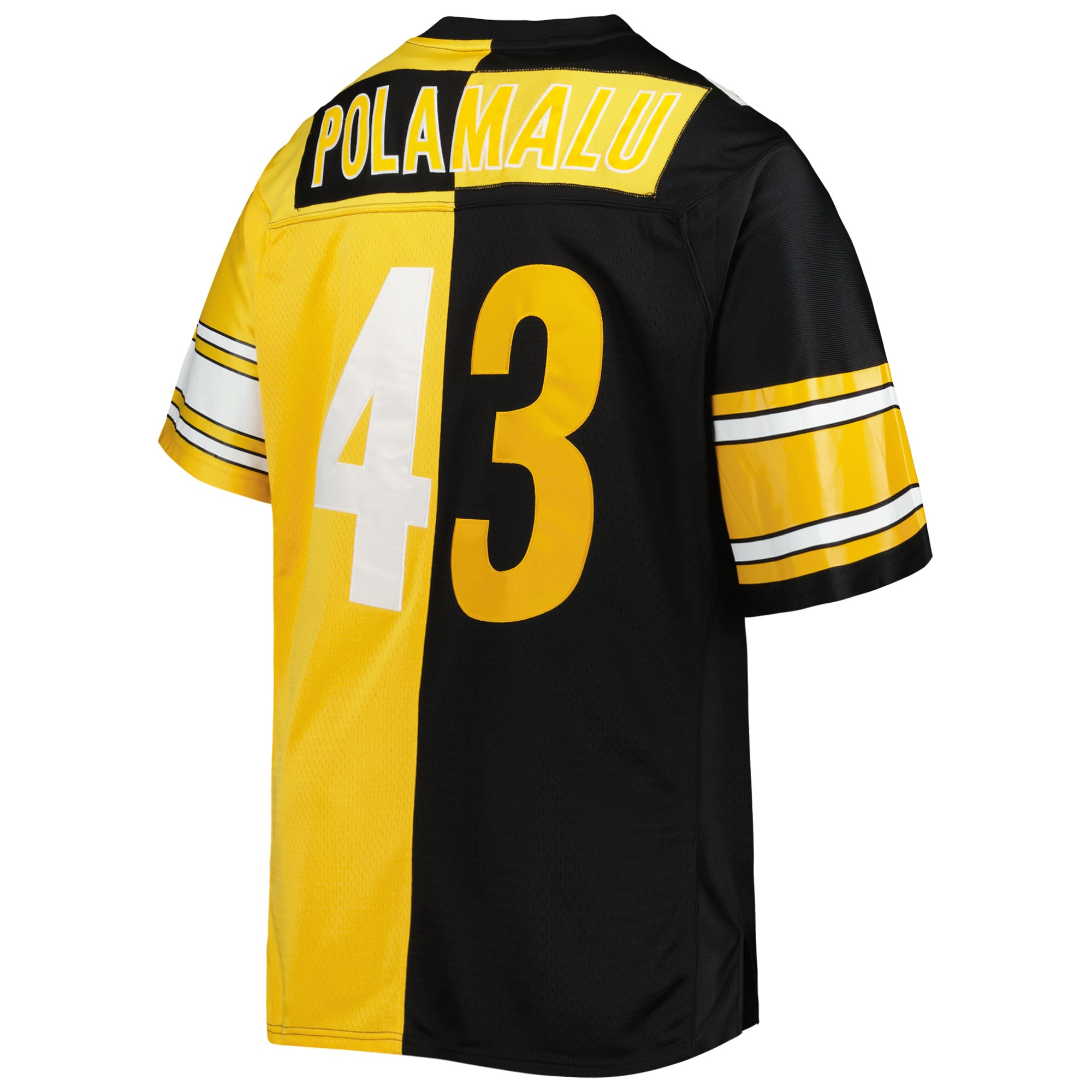 Men's Pittsburgh Steelers Troy Polamalu Mitchell & Ness Black/Gold Big & Tall Split Legacy Retired Player Jersey JS9278 Saliibo - Image 3