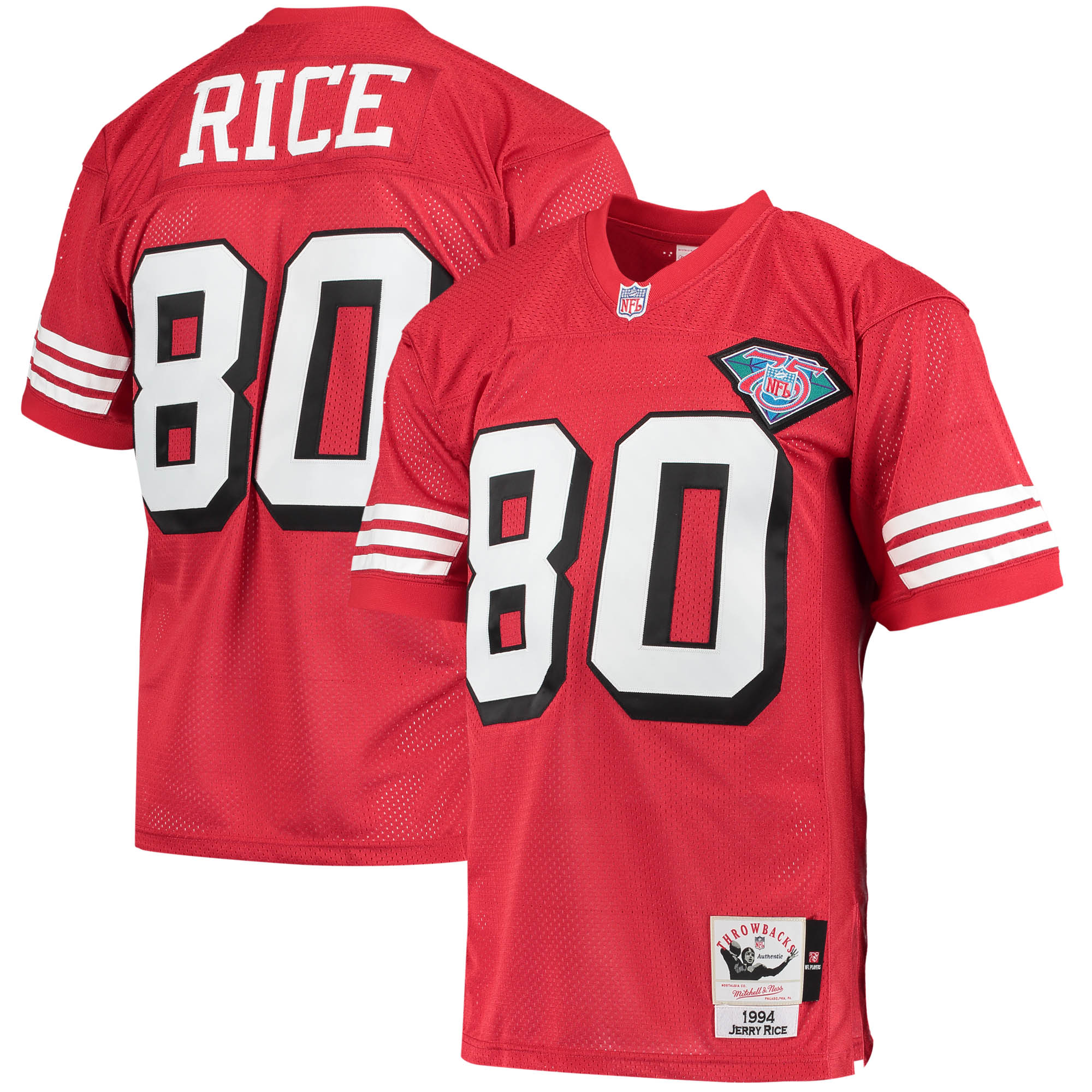 Men's San Francisco 49ers 1994 Jerry Rice Mitchell & Ness Scarlet Throwback Retired Player Jersey JS5825 Saliibo