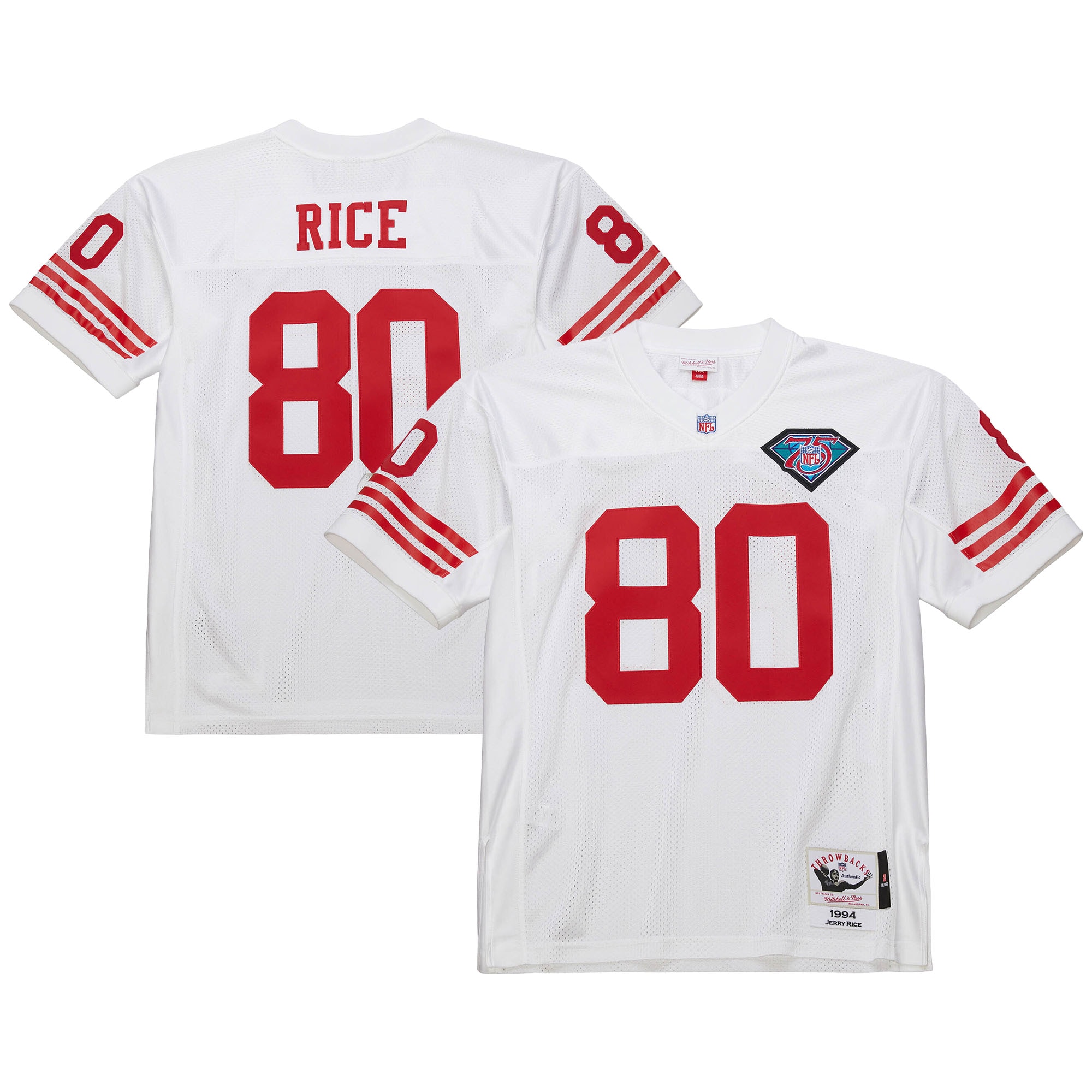 Men's San Francisco 49ers 1994 Jerry Rice Mitchell & Ness White Throwback Retired Player Jersey JS7926 Saliibo