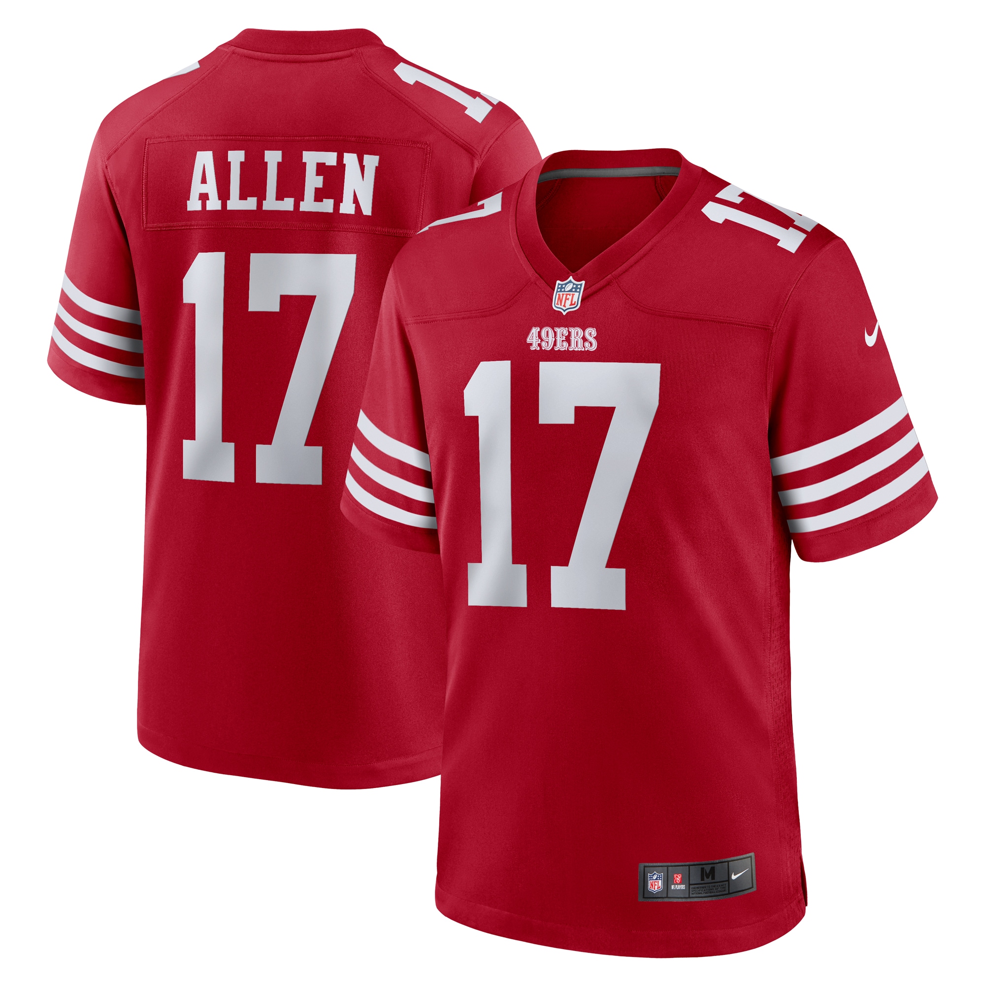 Men's San Francisco 49ers Brandon Allen Scarlet Game Jersey JS9547 Saliibo