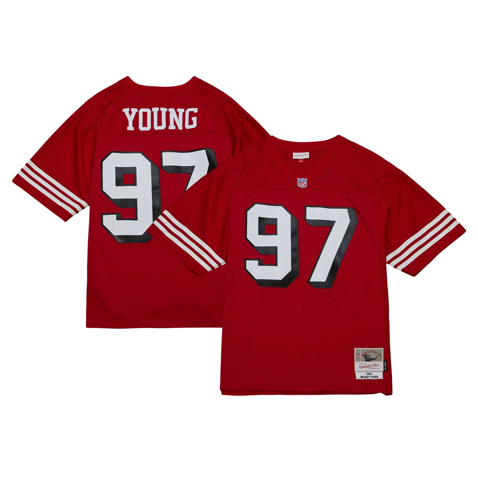Men's San Francisco 49ers Bryant Young Mitchell & Ness Scarlet Legacy Jersey JS5097 Saliibo