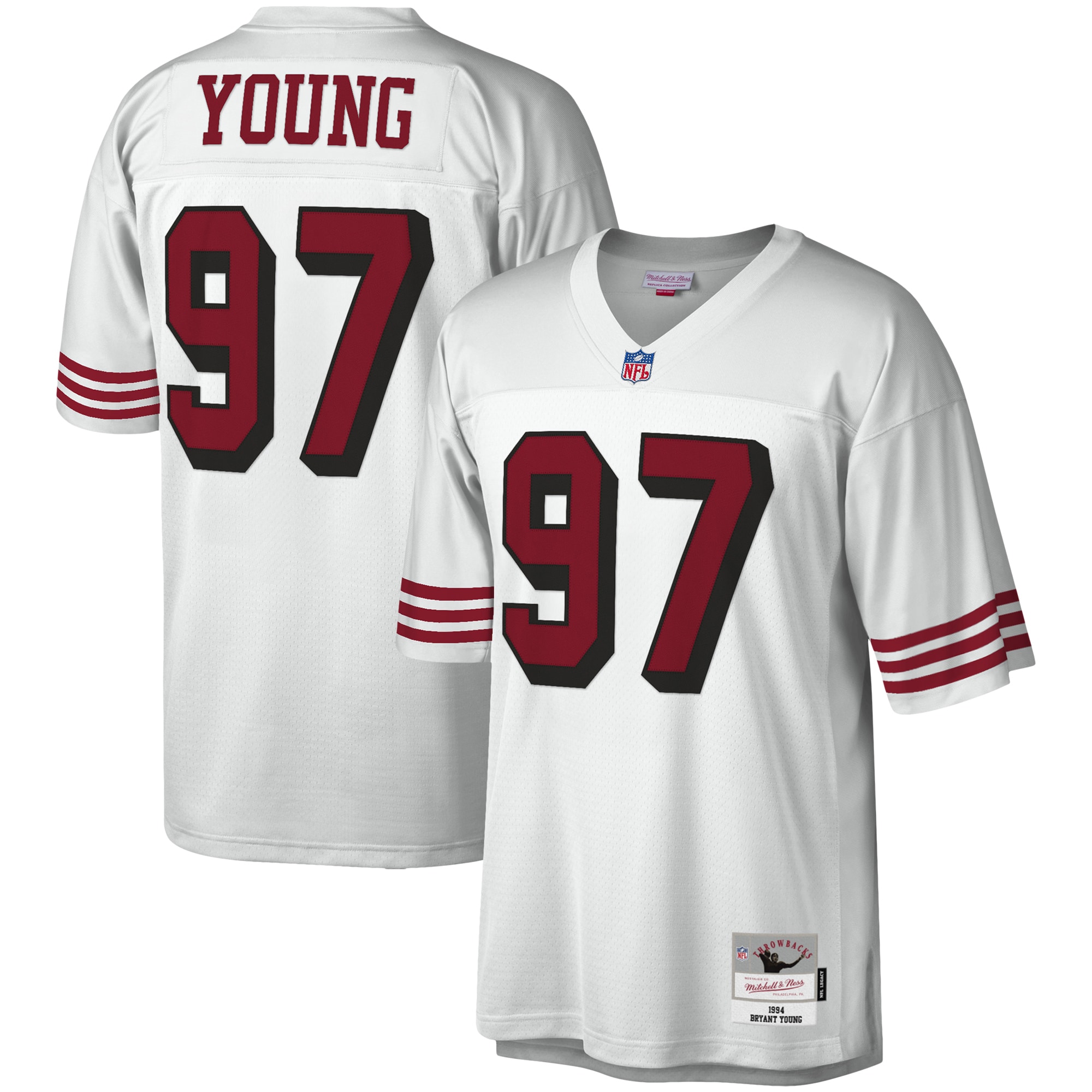 Men's San Francisco 49ers Bryant Young Mitchell & Ness White Legacy Jersey JS6772 Saliibo