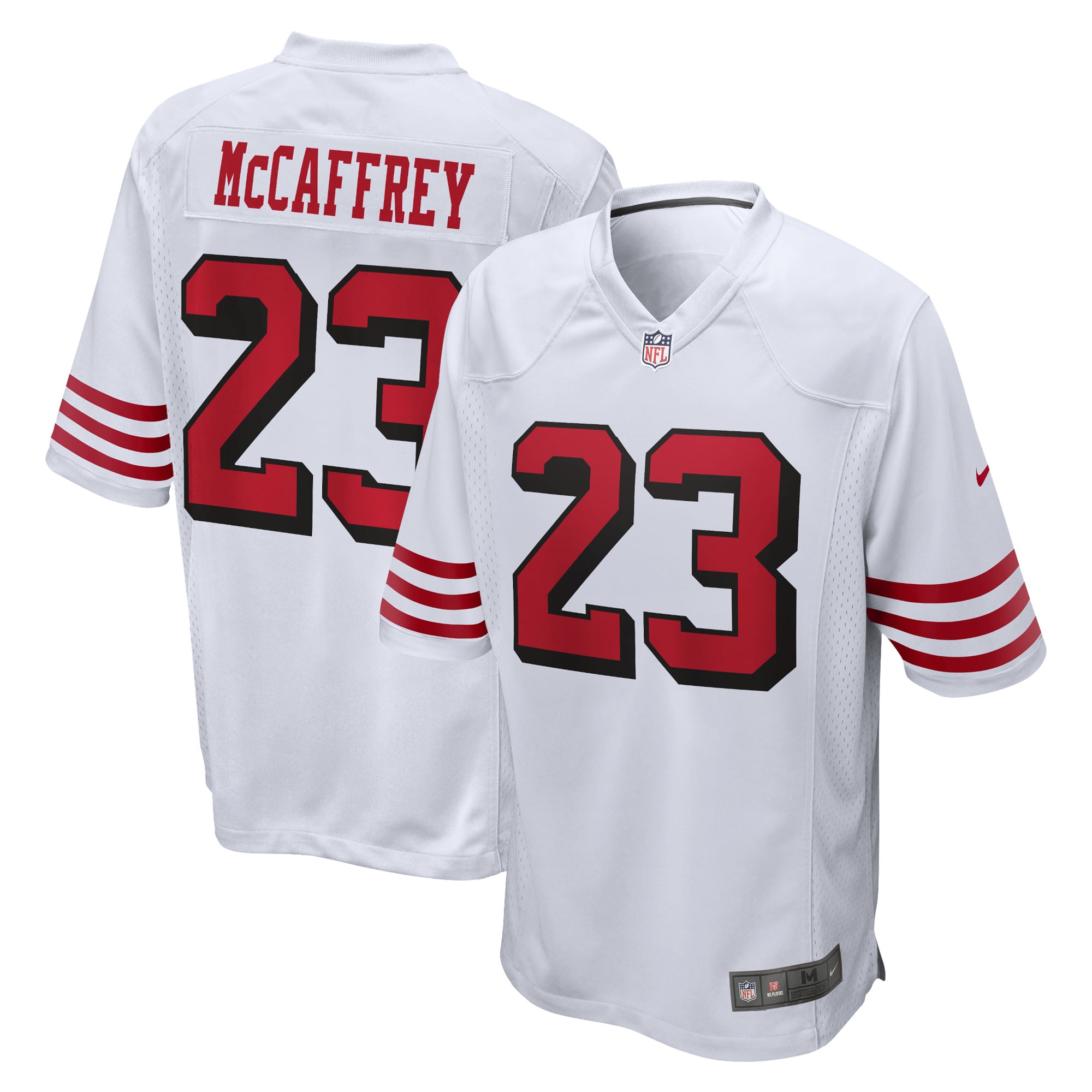 Men's San Francisco 49ers Christian McCaffrey White Game Jersey JS7249 Saliibo