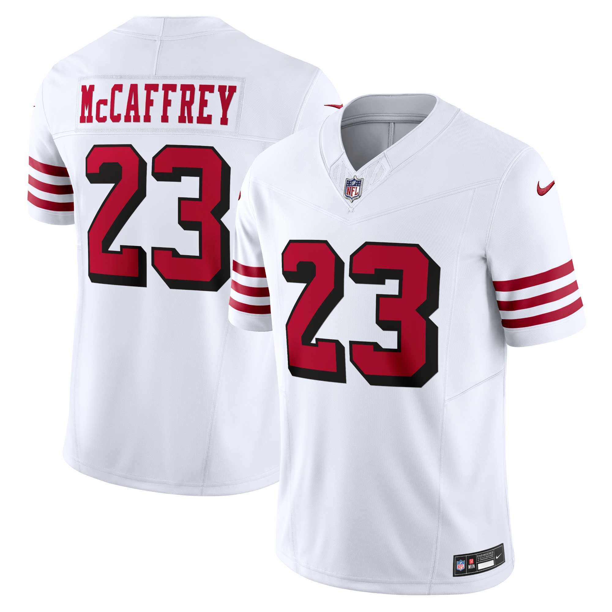 Men's San Francisco 49ers Christian McCaffrey White Vapor F.U.S.E. Limited 2nd Alternate Jersey JS1896 Saliibo