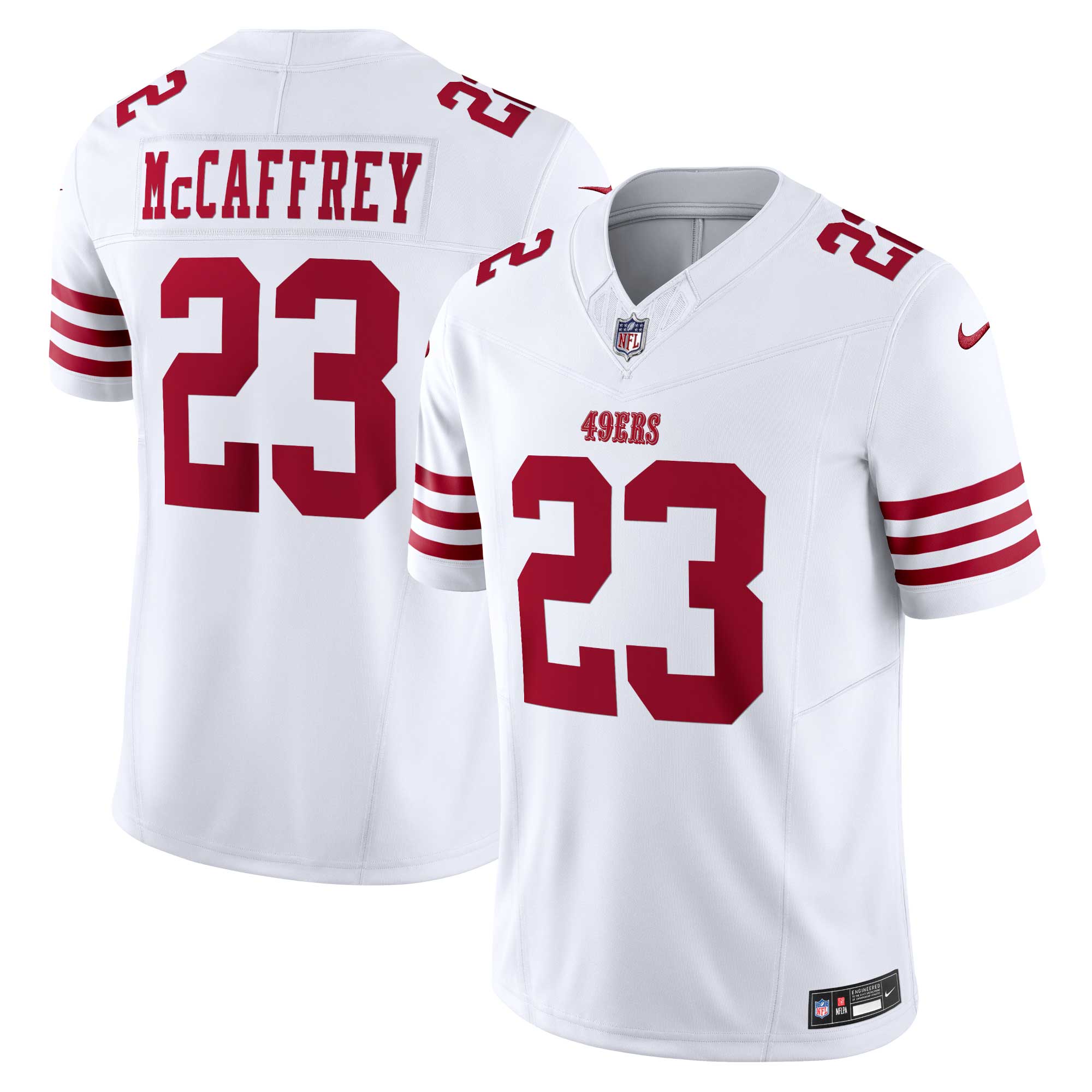 Men's San Francisco 49ers Christian McCaffrey White Vapor F.U.S.E. Limited Jersey JS2466 Saliibo
