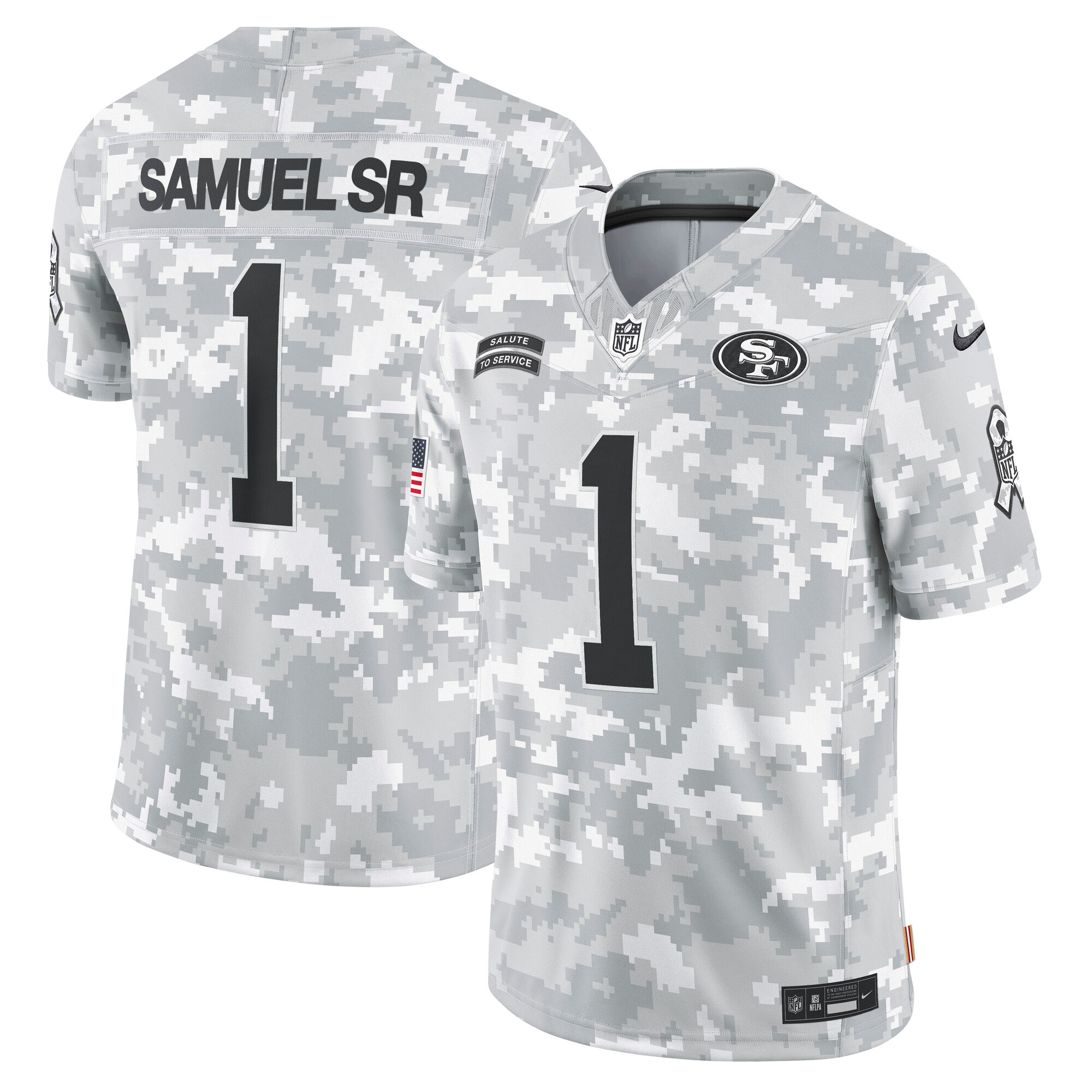 Men's San Francisco 49ers Deebo Samuel Sr Arctic Camo 2024 Salute to Service Limited Jersey JS1659 Saliibo