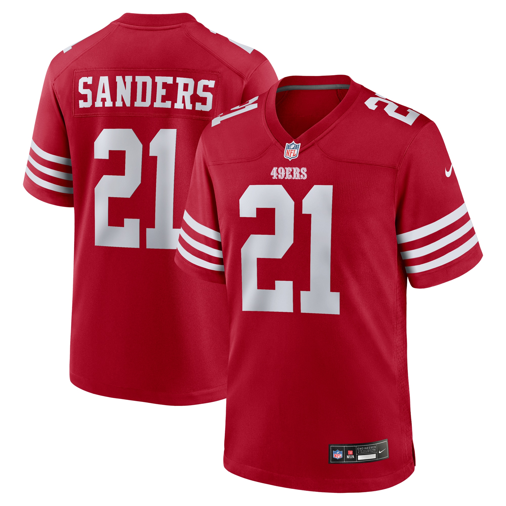Men's San Francisco 49ers Deion Sanders Scarlet Team Retired Player Game Jersey JS6713 Saliibo