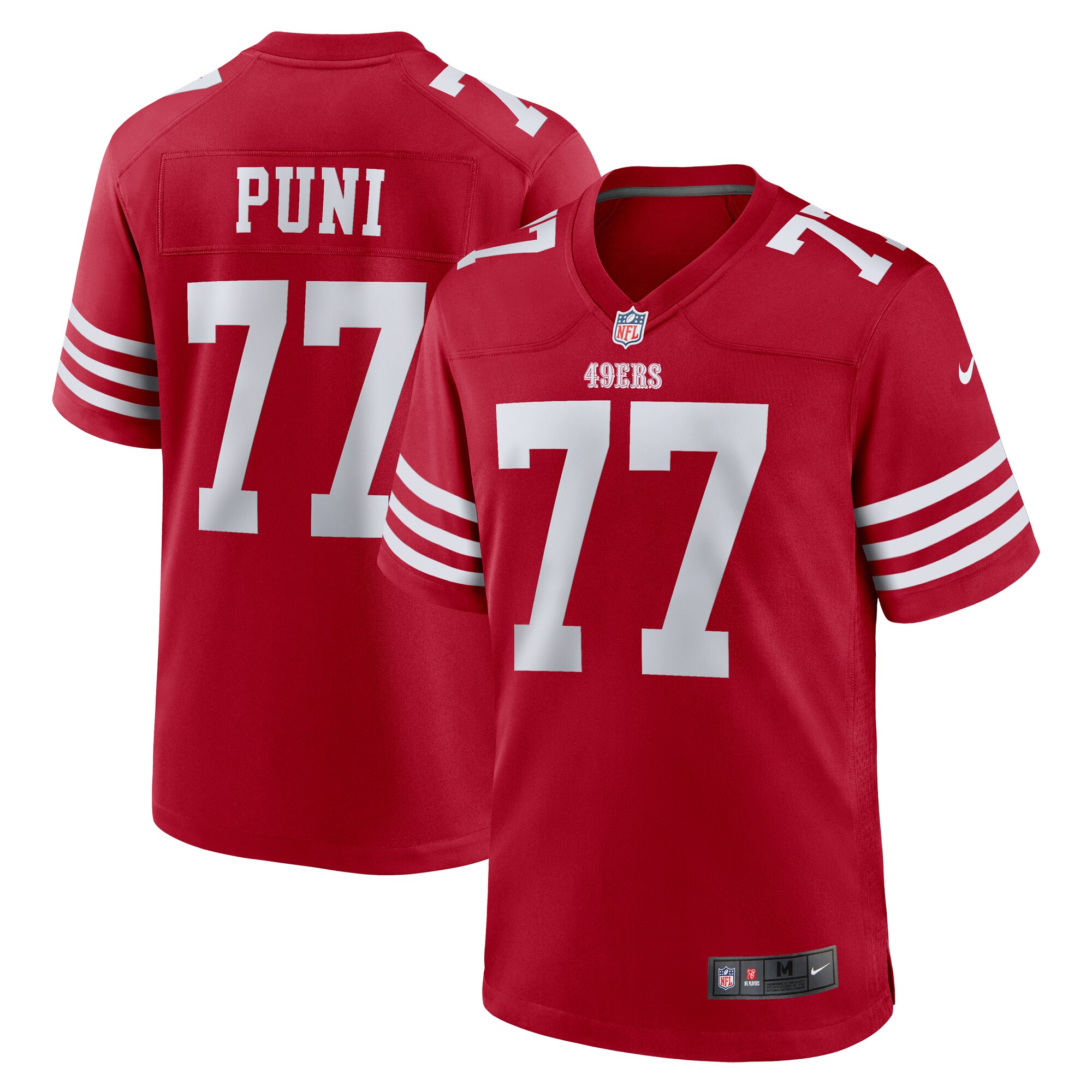 Men's San Francisco 49ers Dominick Puni Scarlet Team Game Jersey JS3866 Saliibo