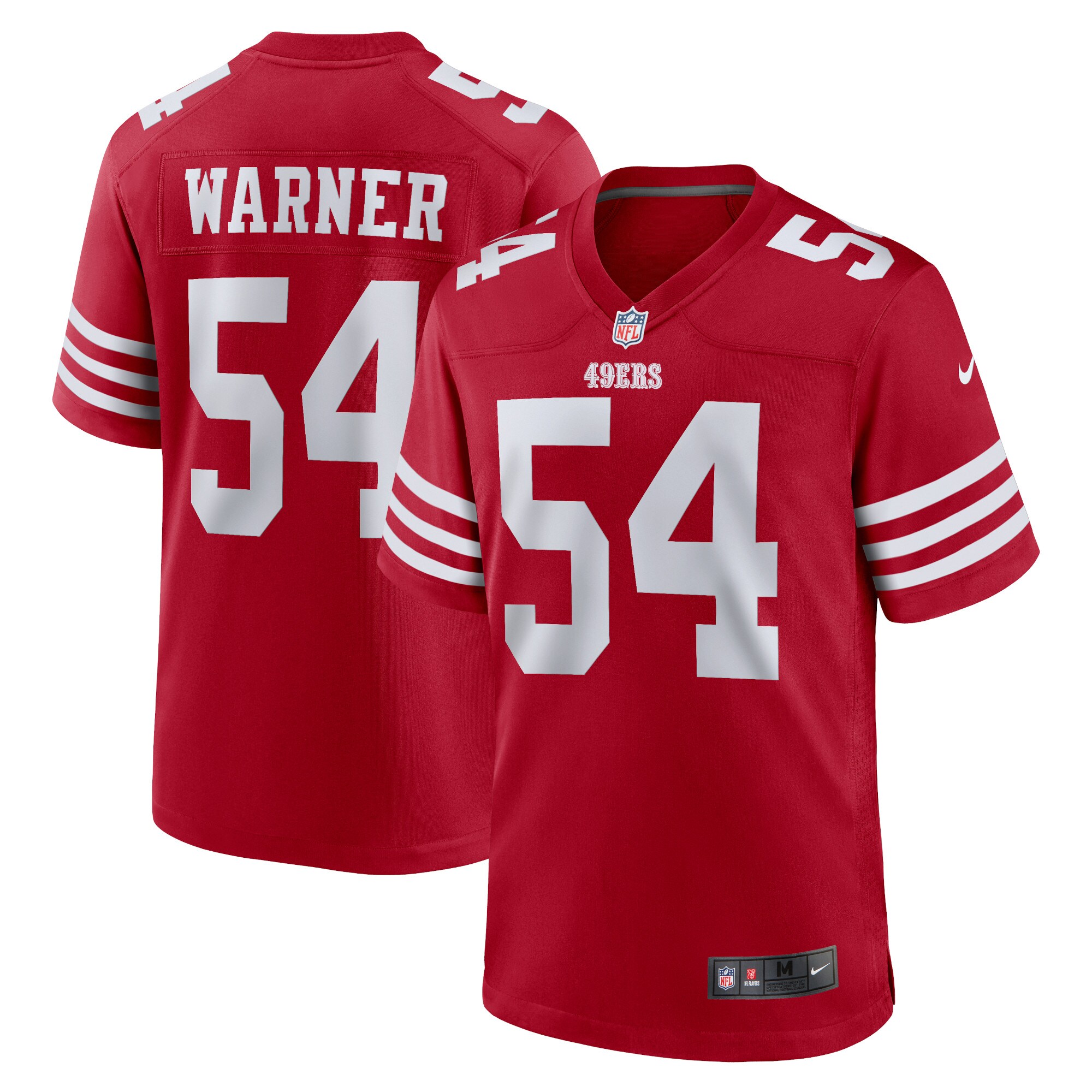 Men's San Francisco 49ers Fred Warner Scarlet Player Game Jersey JS6278 Saliibo