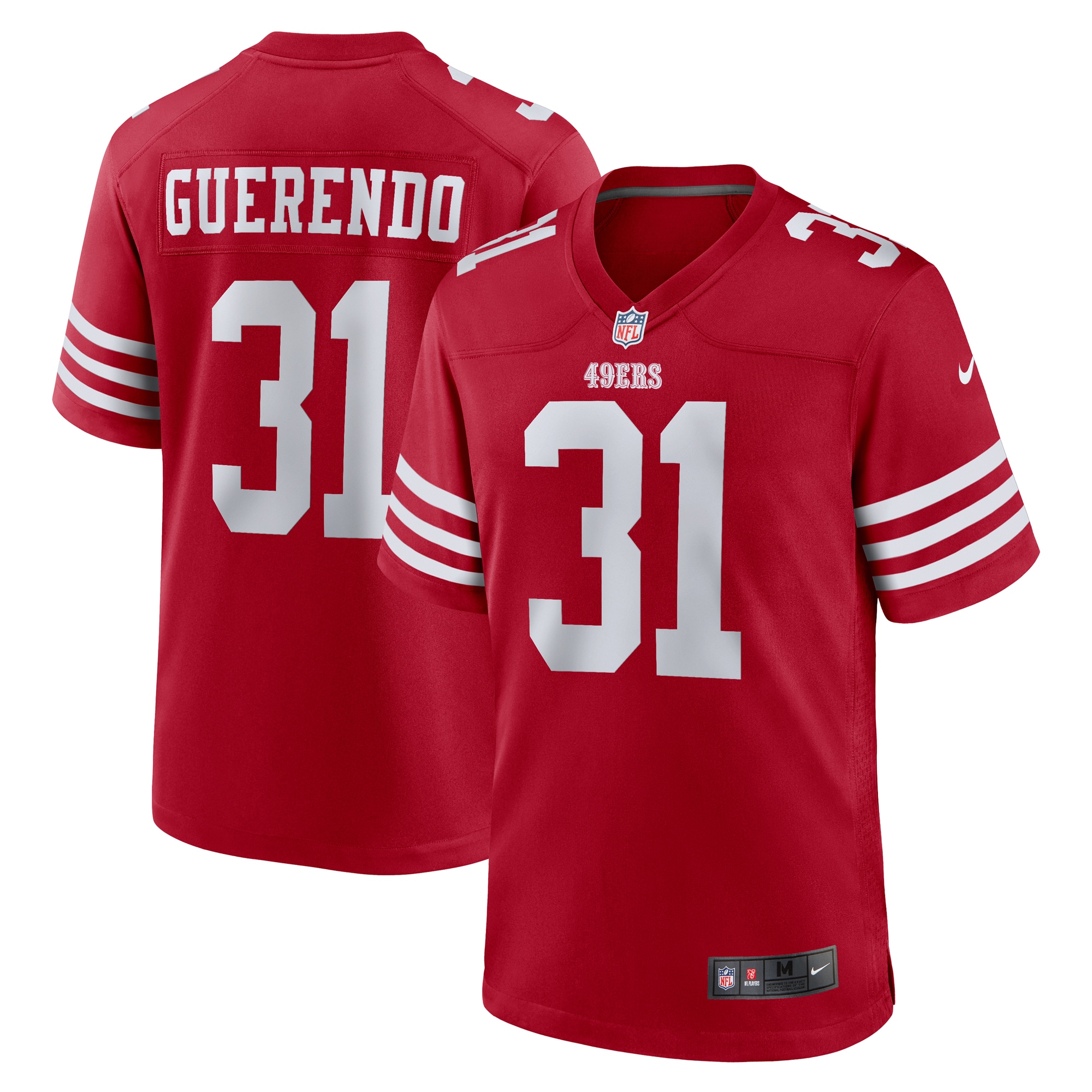 Men's San Francisco 49ers Isaac Guerendo Scarlet Game Jersey JS7271 Saliibo
