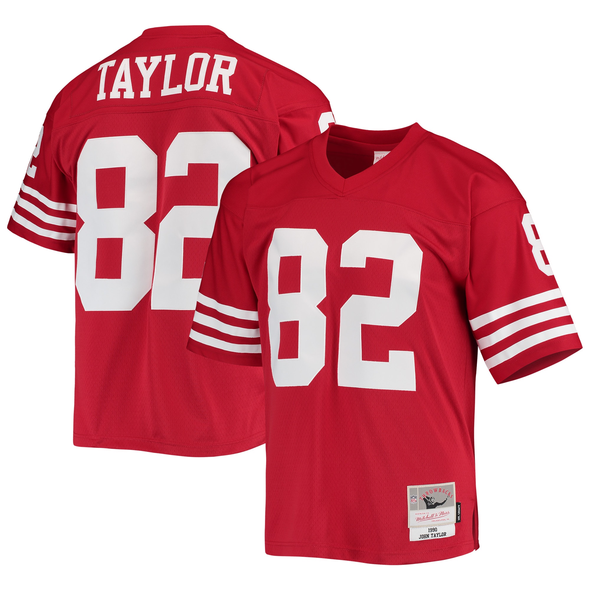 Men's San Francisco 49ers John Taylor Mitchell & Ness Scarlet Legacy Jersey JS1969 Saliibo