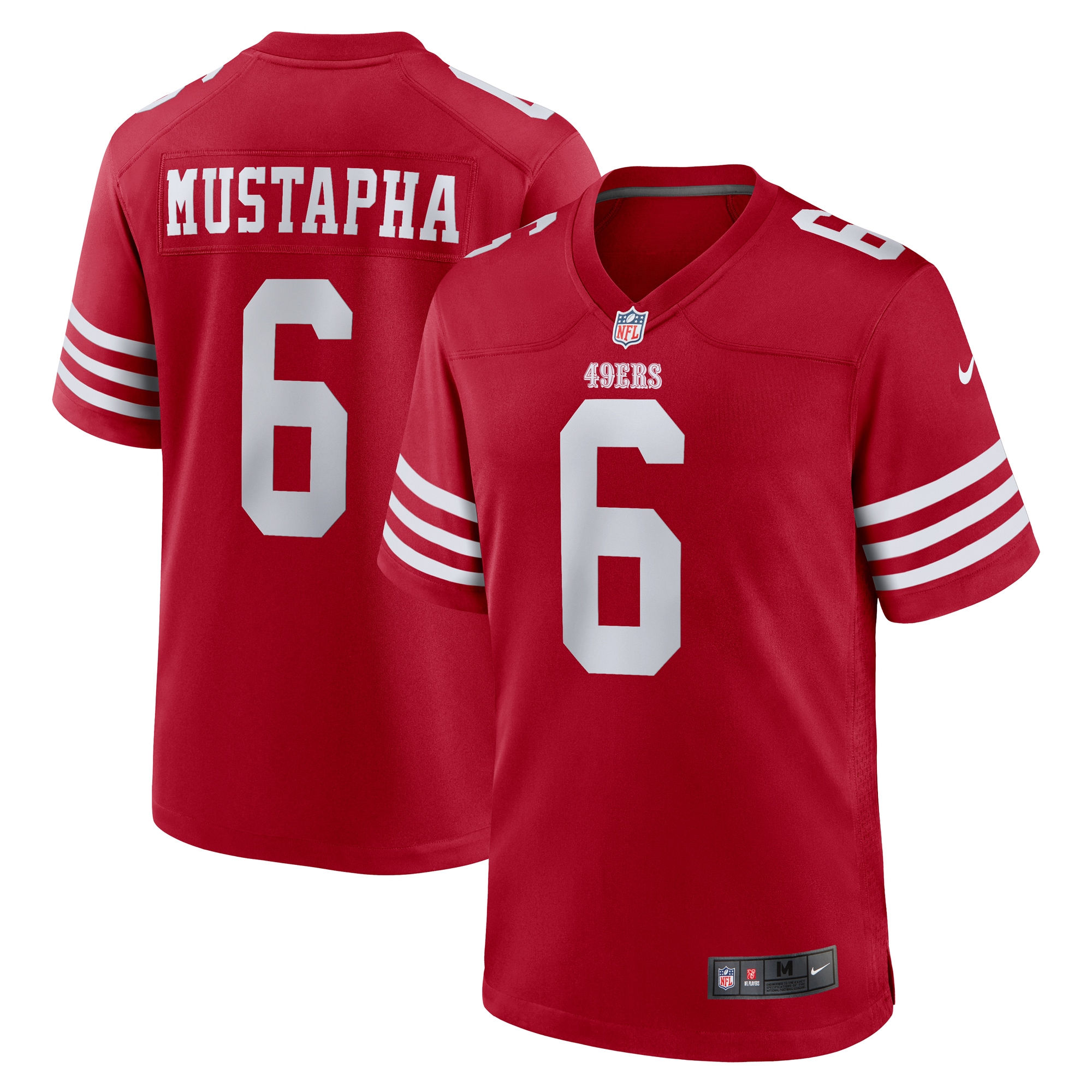 Men's San Francisco 49ers Malik Mustapha Scarlet Game Jersey JS5821 Saliibo