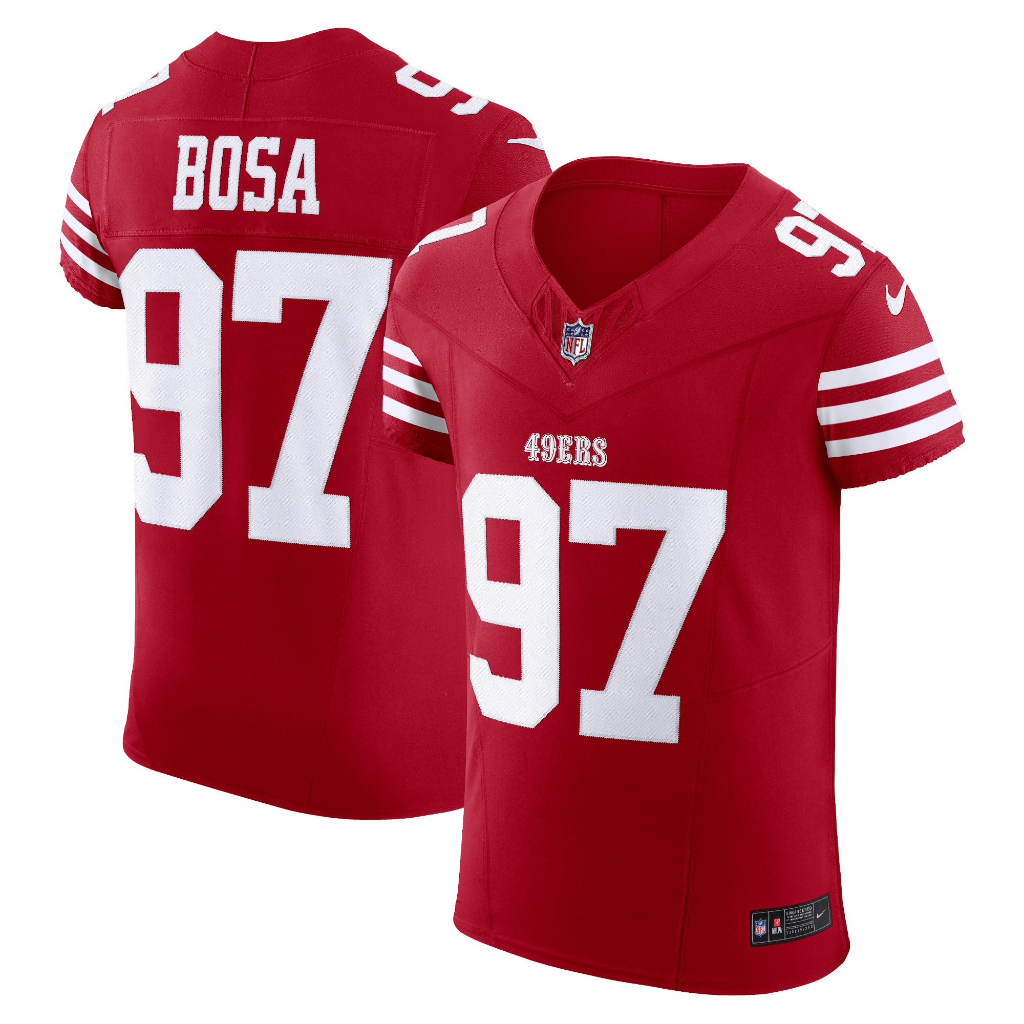 Men's San Francisco 49ers Nick Bosa Scarlet Vapor F.U.S.E. Elite Jersey JS1502 Saliibo