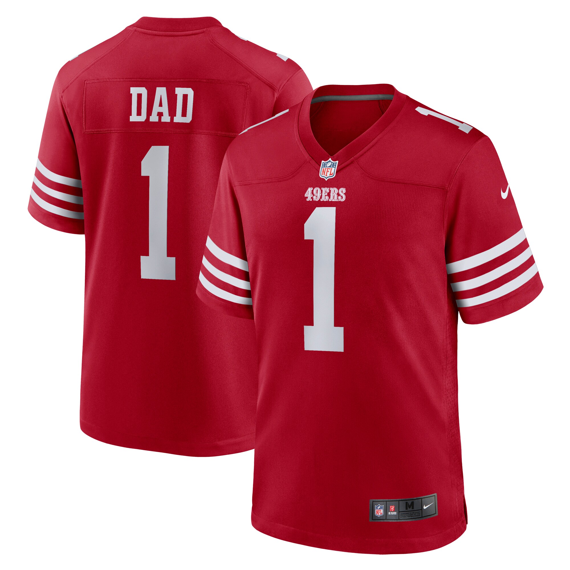 Men's San Francisco 49ers Number 1 Dad Scarlet Game Jersey JS7060 Saliibo