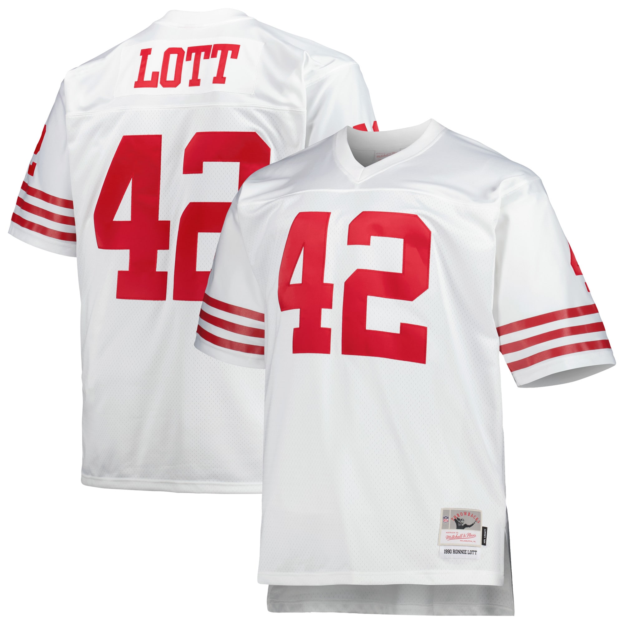 Men's San Francisco 49ers Ronnie Lott Mitchell & Ness White Big & Tall 1990 Retired Player Jersey JS1495 Saliibo