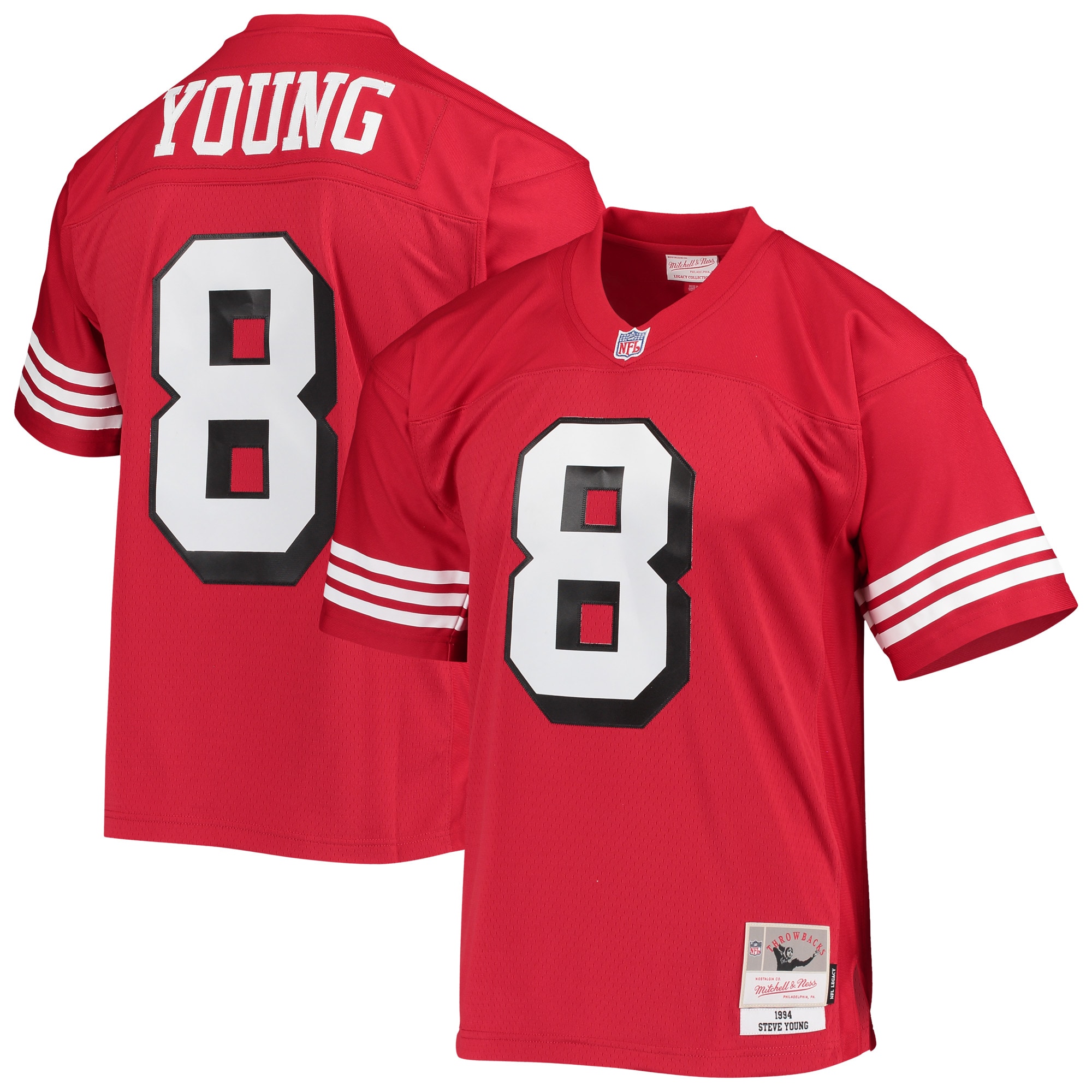 Men's San Francisco 49ers Steve Young Mitchell & Ness Scarlet Legacy Jersey JS6770 Saliibo
