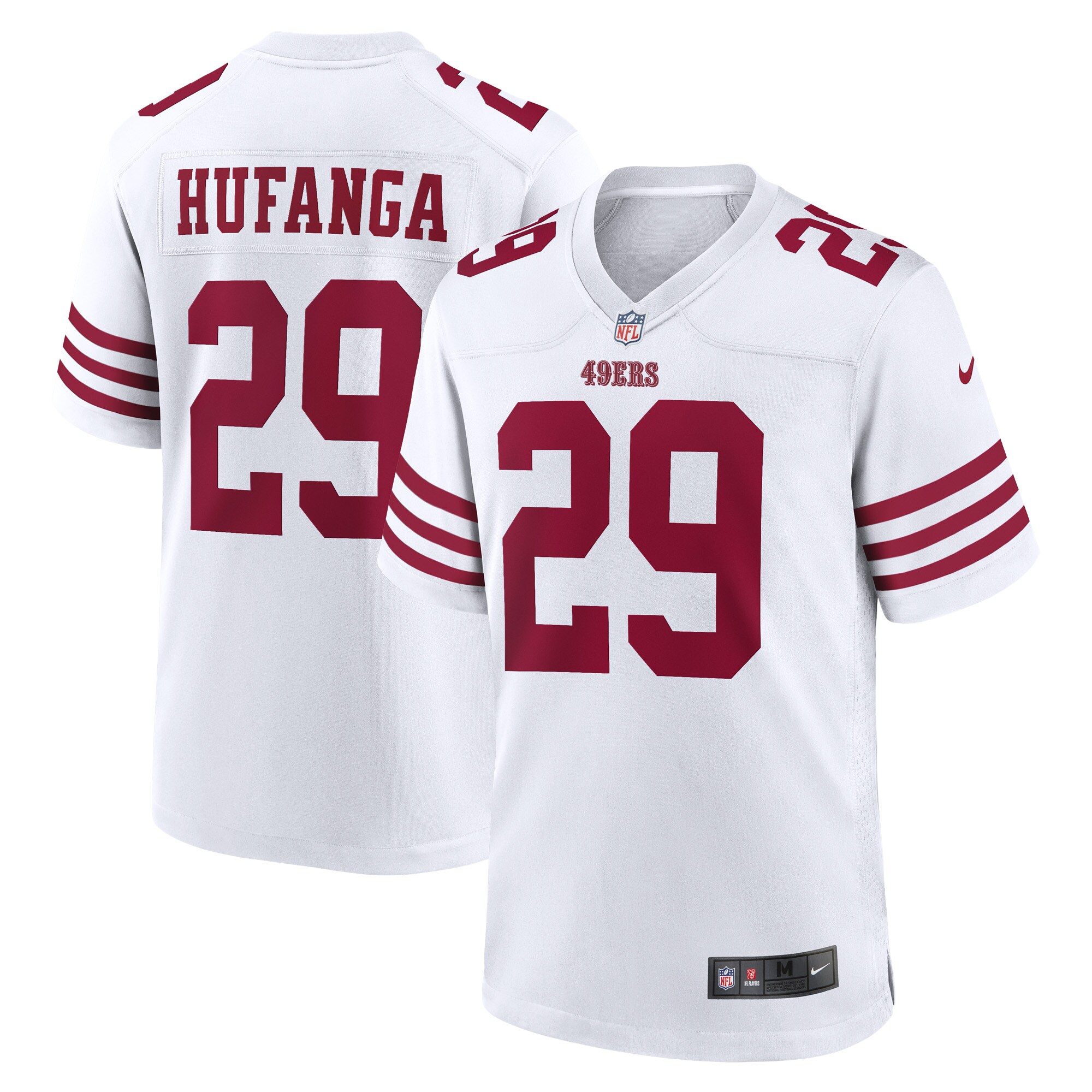 Men's San Francisco 49ers Talanoa Hufanga White Away Game Player Jersey JS6182 Saliibo