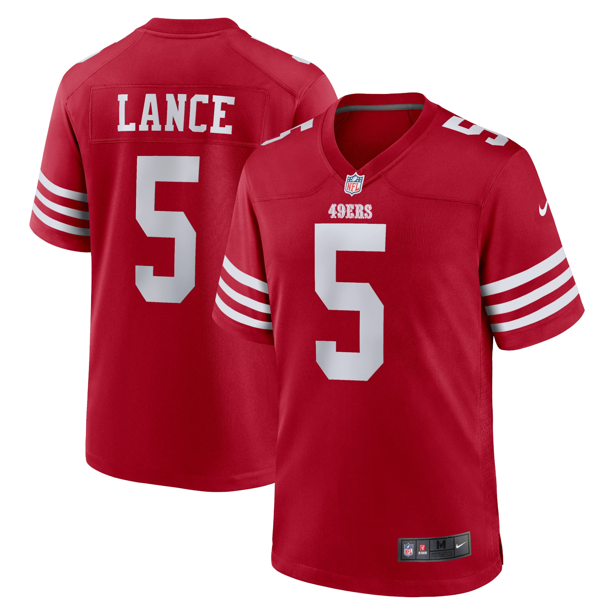 Men's San Francisco 49ers Trey Lance Scarlet Game Player Jersey JS2214 Saliibo