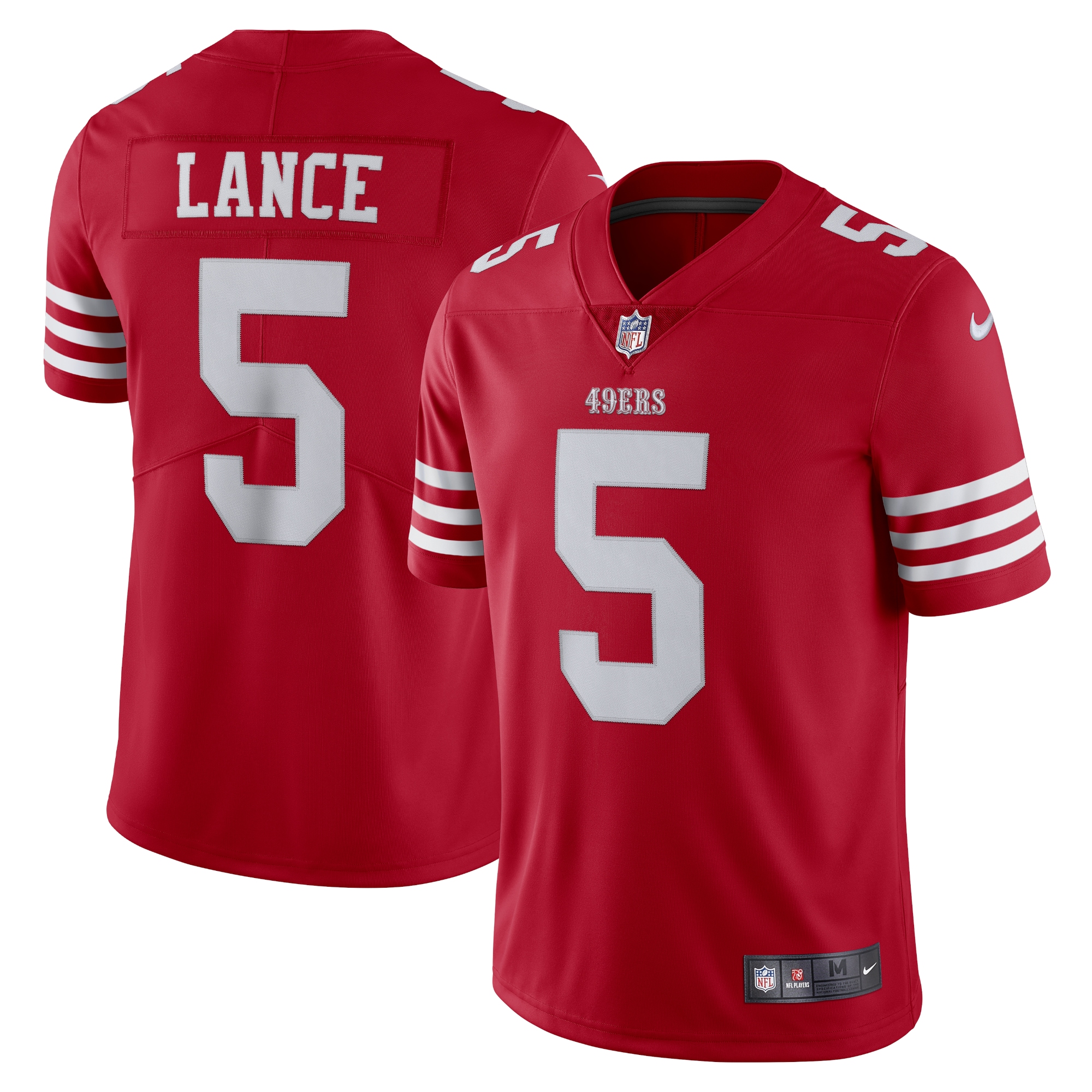 Men's San Francisco 49ers Trey Lance Scarlet Vapor Limited Jersey JS5118 Saliibo