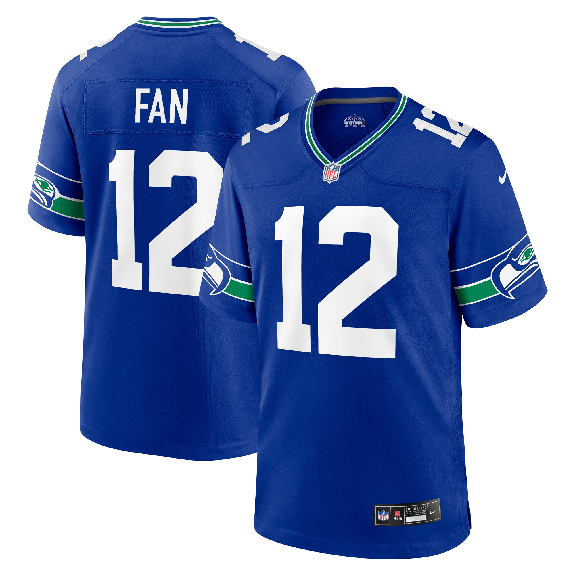 Men's Seattle Seahawks 12s Royal Throwback Player Game Jersey JS8731 Saliibo