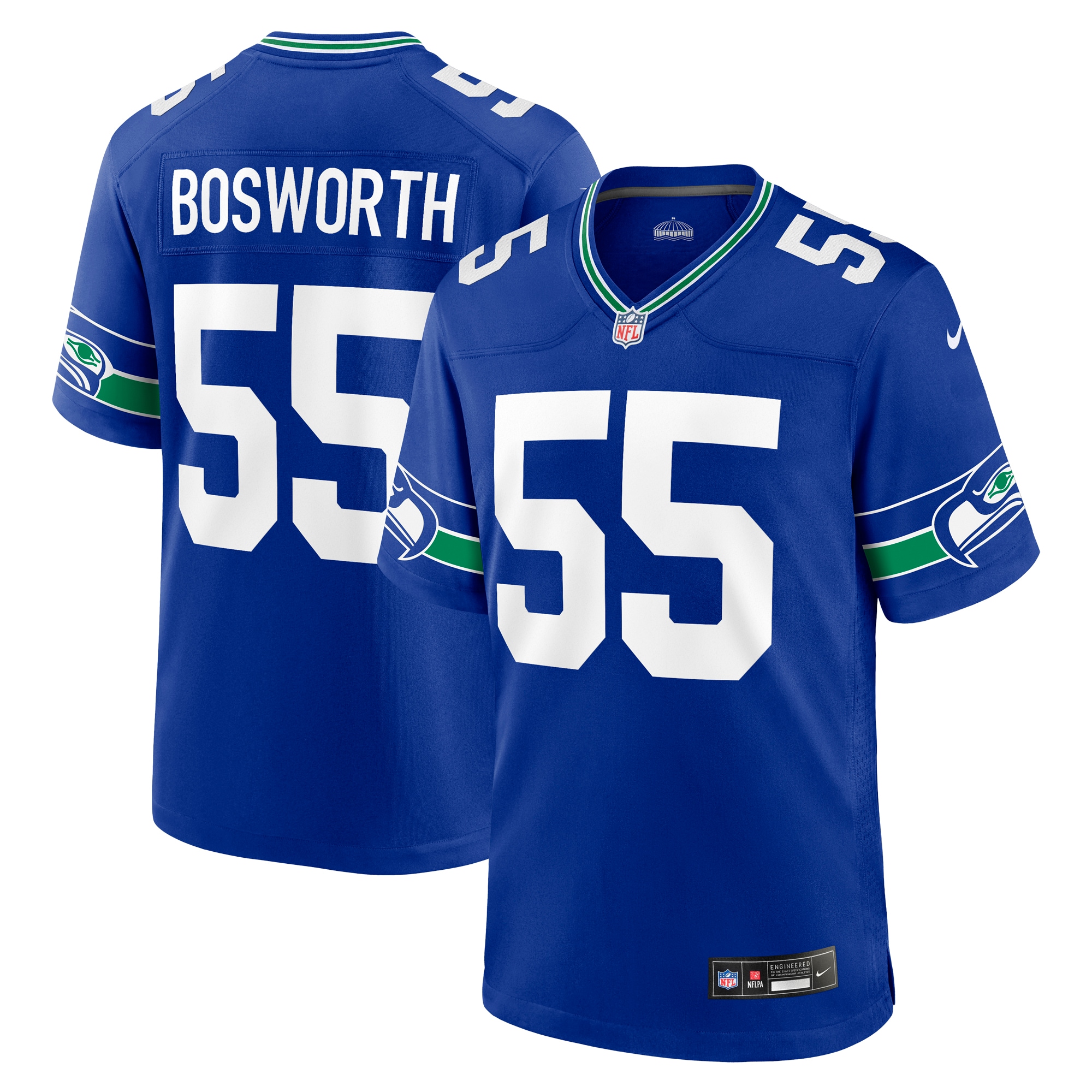 Men's Seattle Seahawks Brian Bosworth Royal Throwback Retired Player Game Jersey JS8993 Saliibo