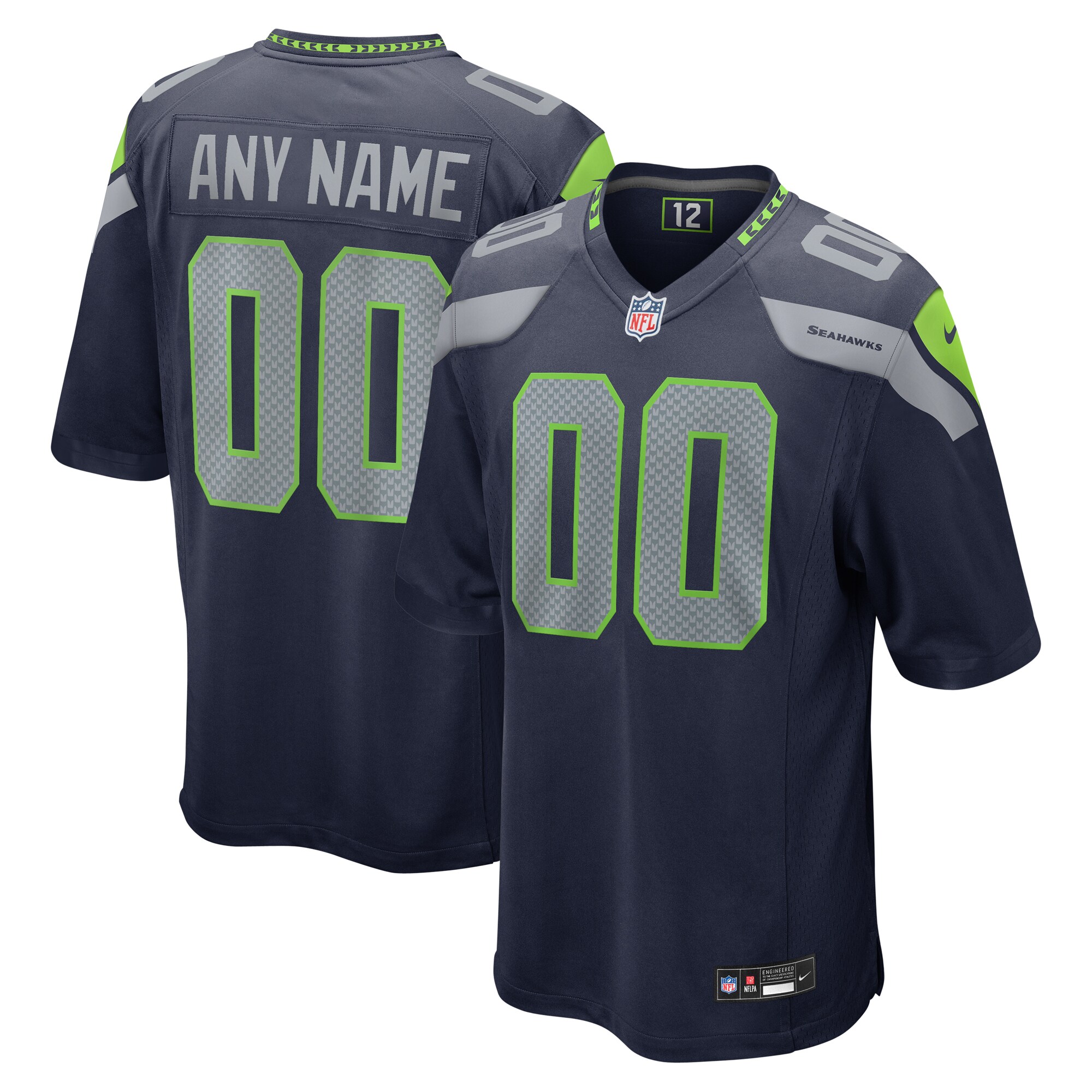 Men's Seattle Seahawks College Navy Custom Game Jersey JS7199 Saliibo