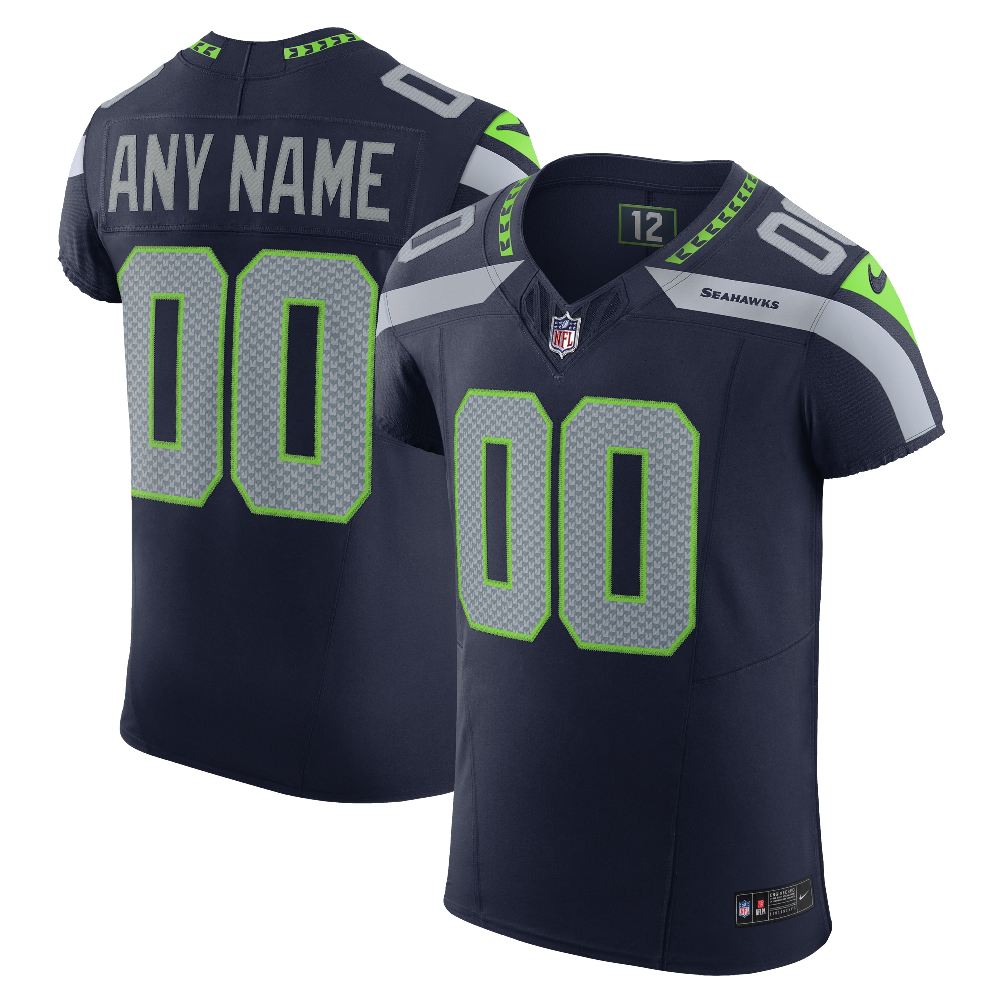 Men's Seattle Seahawks College Navy Vapor F.U.S.E. Elite Custom Jersey JS5248 Saliibo