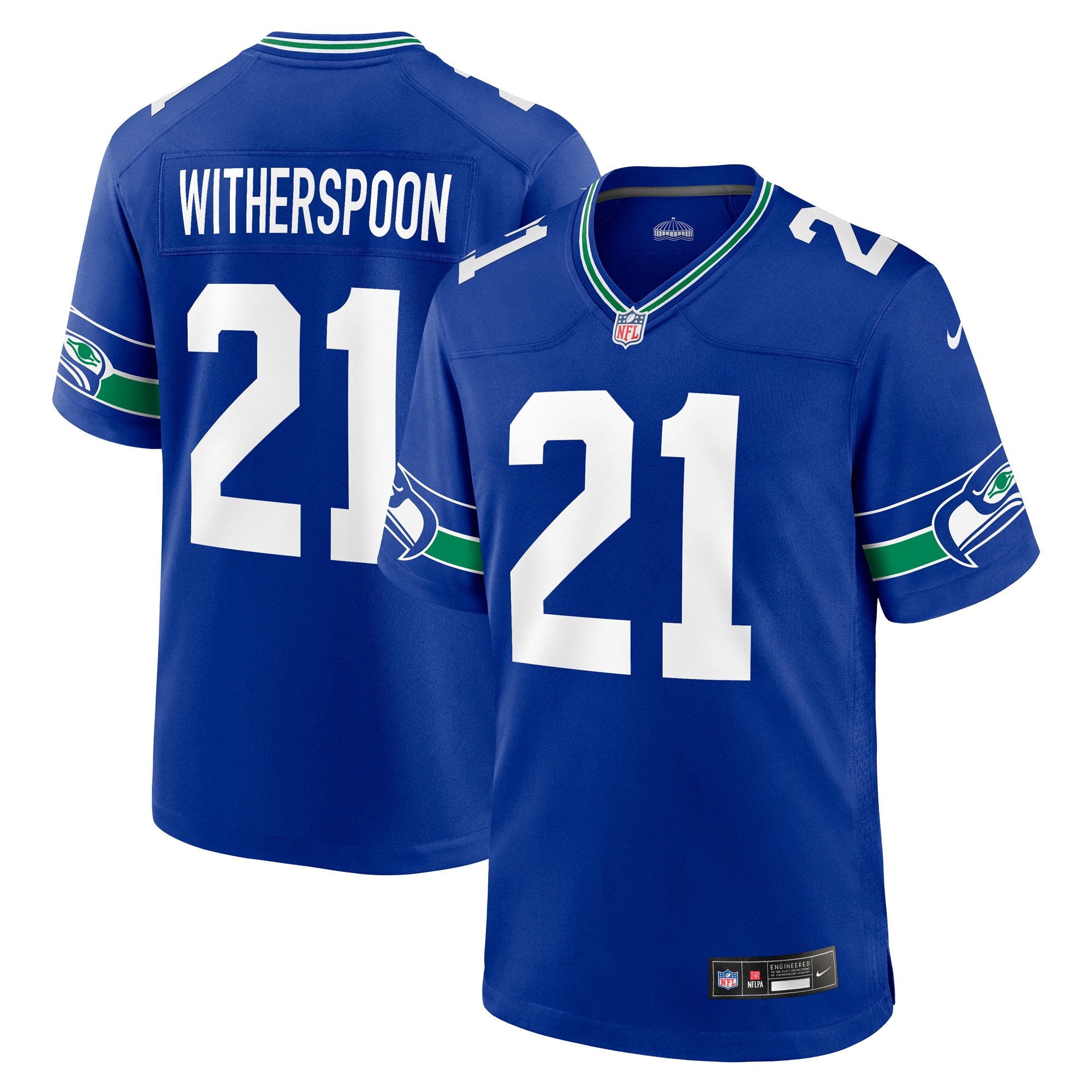 Men's Seattle Seahawks Devon Witherspoon Royal Throwback Player Game Jersey JS5842 Saliibo