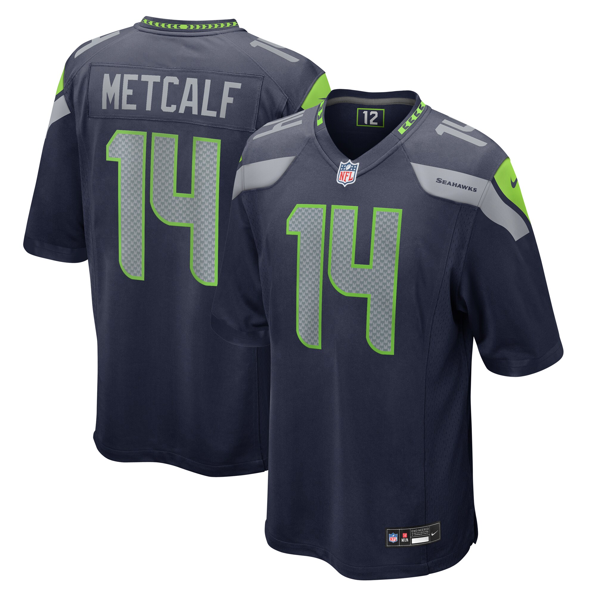 Men's Seattle Seahawks DK Metcalf College Navy Game Jersey JS5896 Saliibo