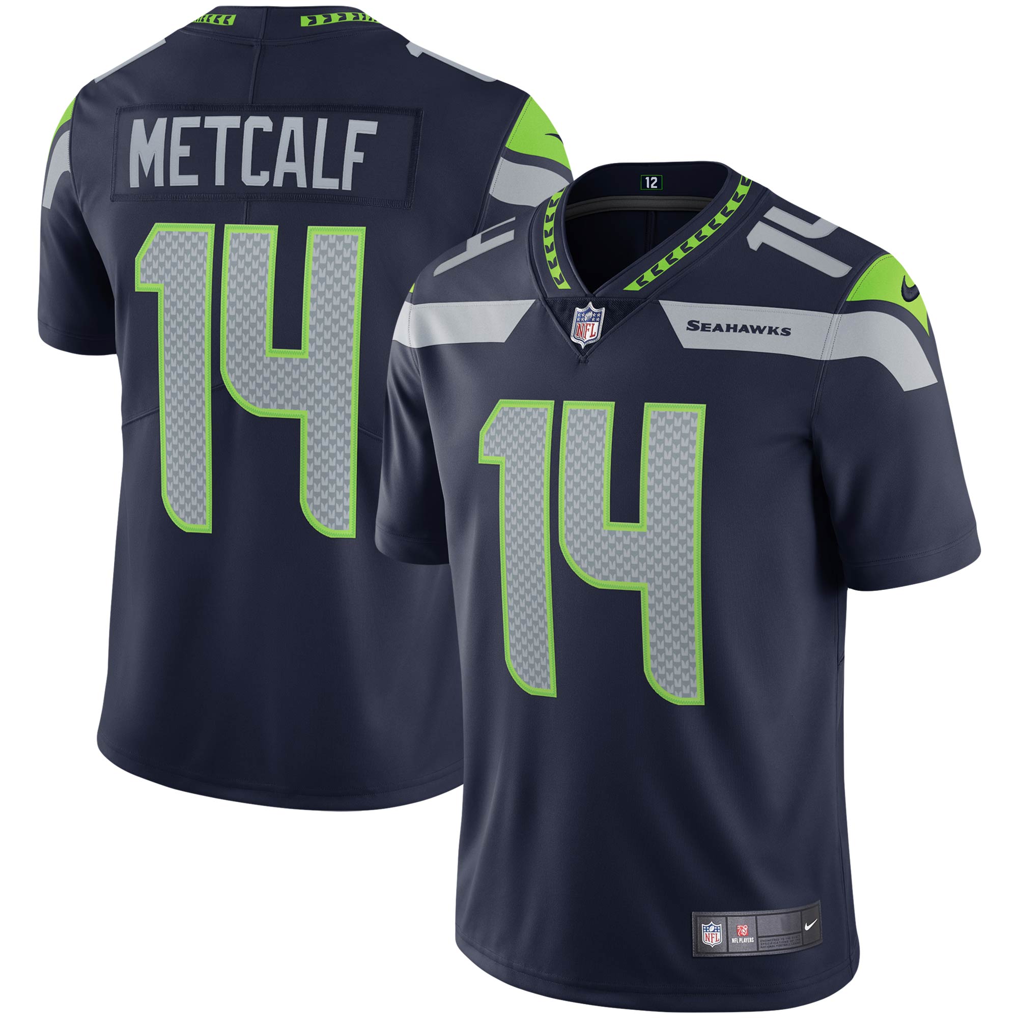 Men's Seattle Seahawks DK Metcalf College Navy Vapor Limited Jersey JS5451 Saliibo
