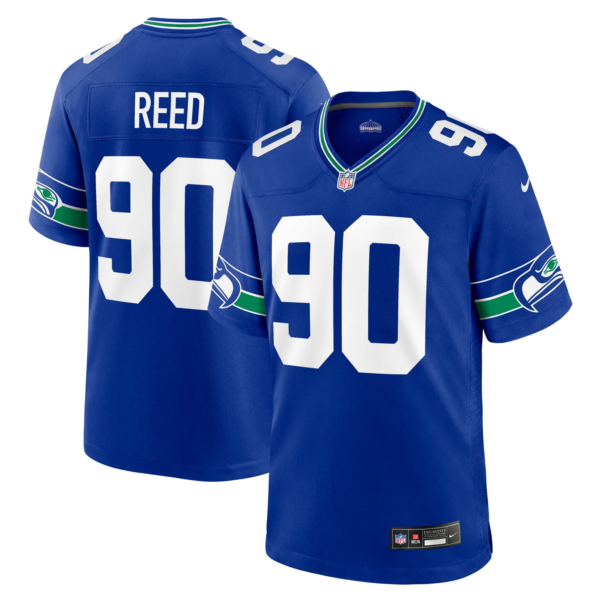 Men's Seattle Seahawks Jarran Reed Royal Throwback Player Game Jersey JS4499 Saliibo