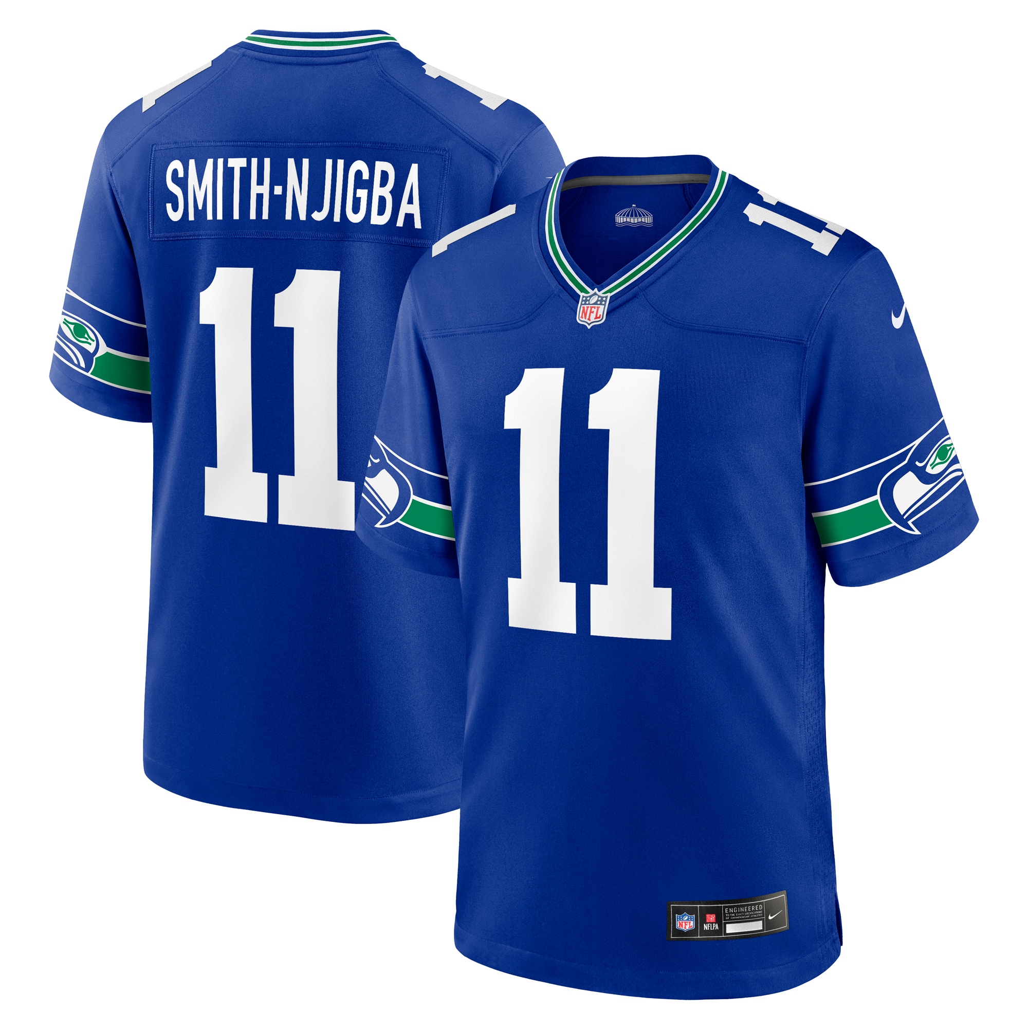 Men's Seattle Seahawks Jaxon Smith-Njigba Royal Throwback Player Game Jersey JS9425 Saliibo