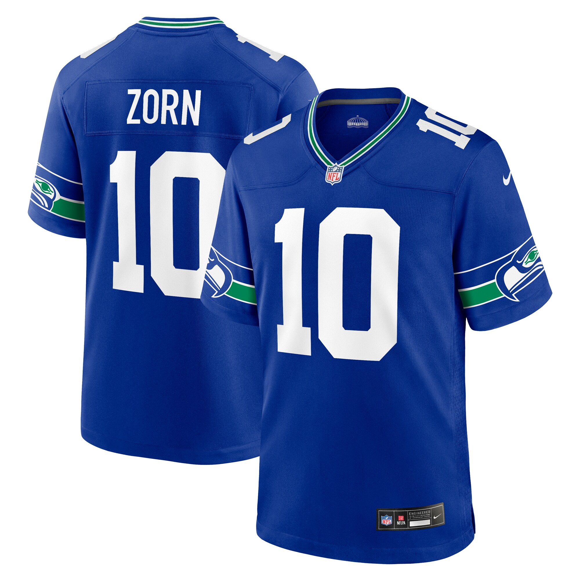 Men's Seattle Seahawks Jim Zorn Royal Throwback Retired Player Game Jersey JS2659 Saliibo