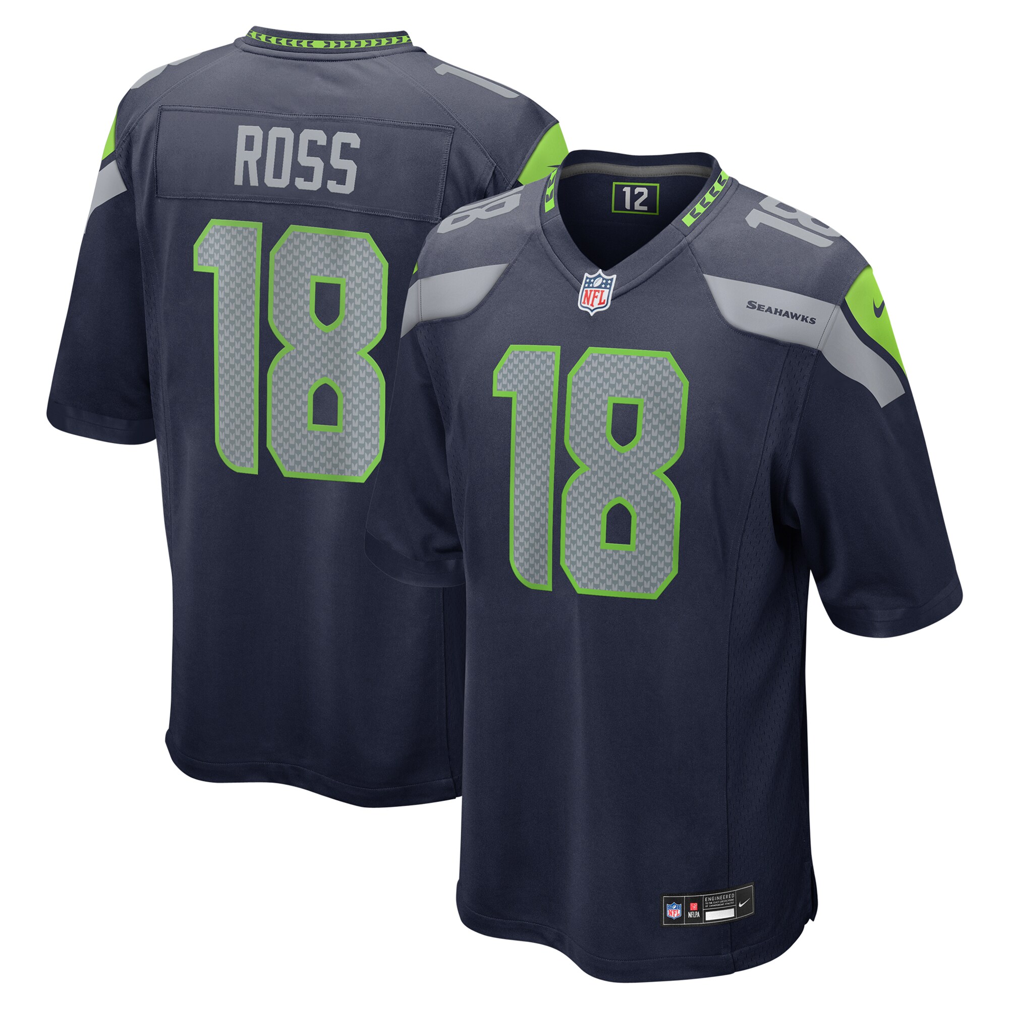 Men's Seattle Seahawks Josh Ross Navy Game Jersey JS9119 Saliibo