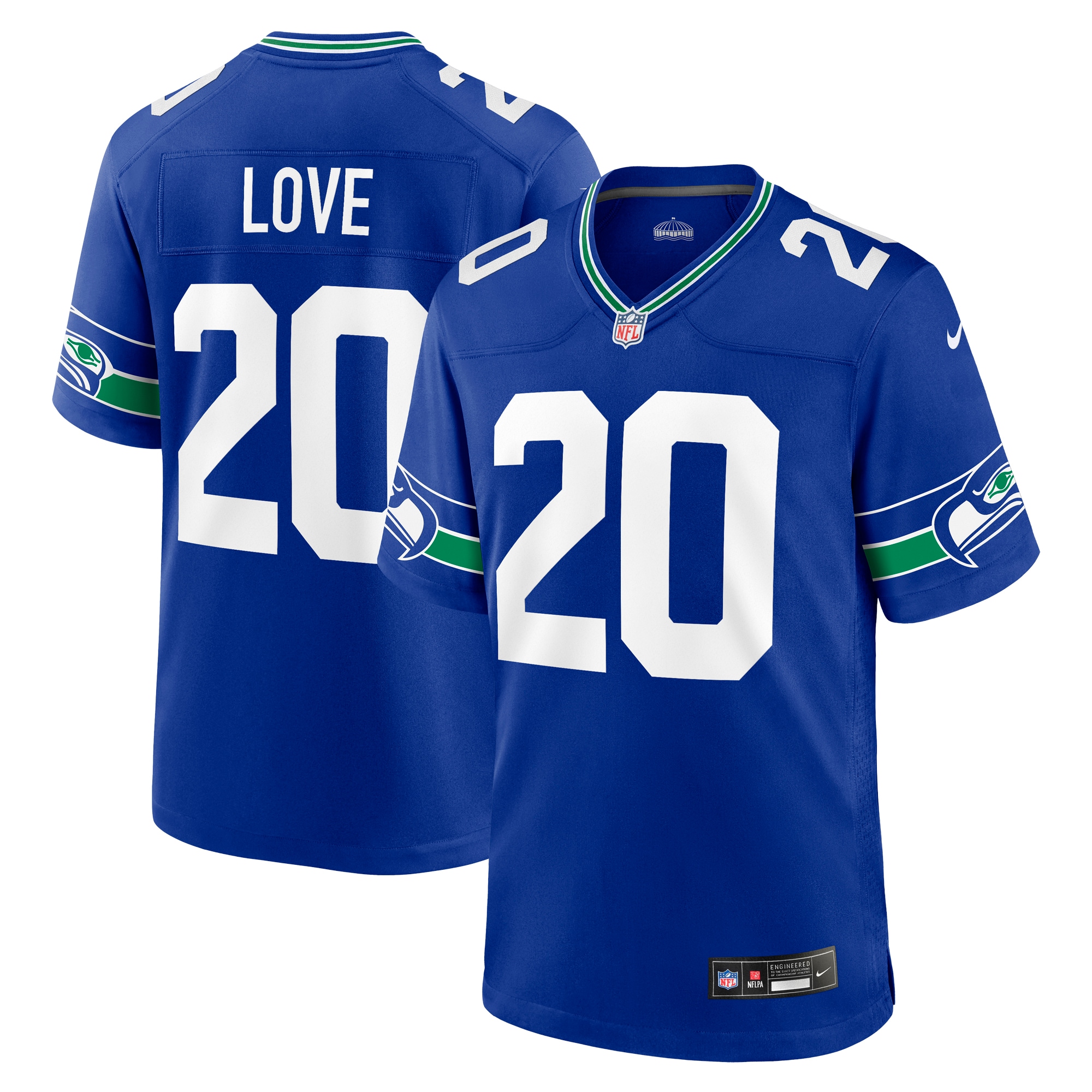 Men's Seattle Seahawks Julian Love Royal Throwback Player Game Jersey JS4150 Saliibo