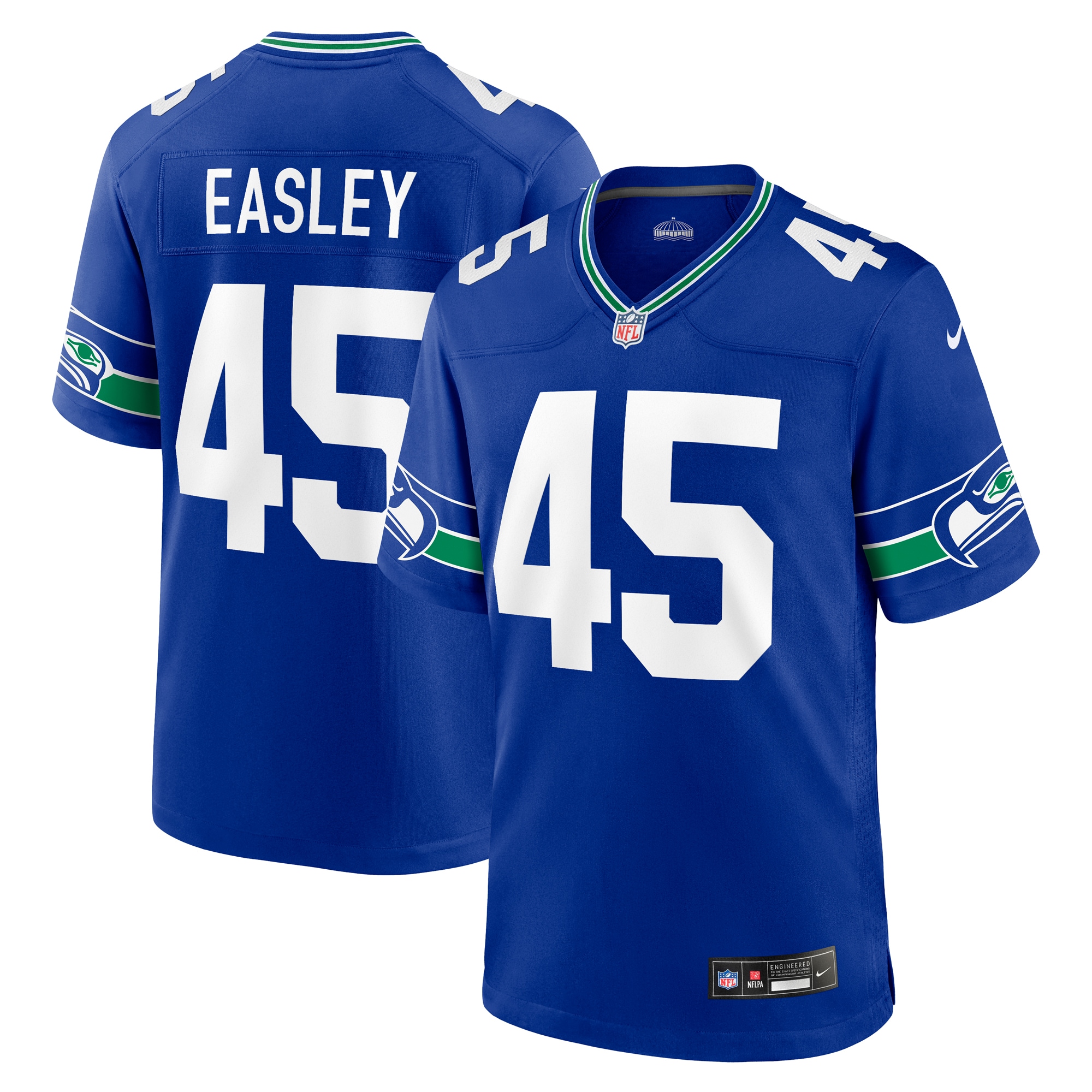 Men's Seattle Seahawks Kenny Easley Royal Throwback Retired Player Game Jersey JS3678 Saliibo