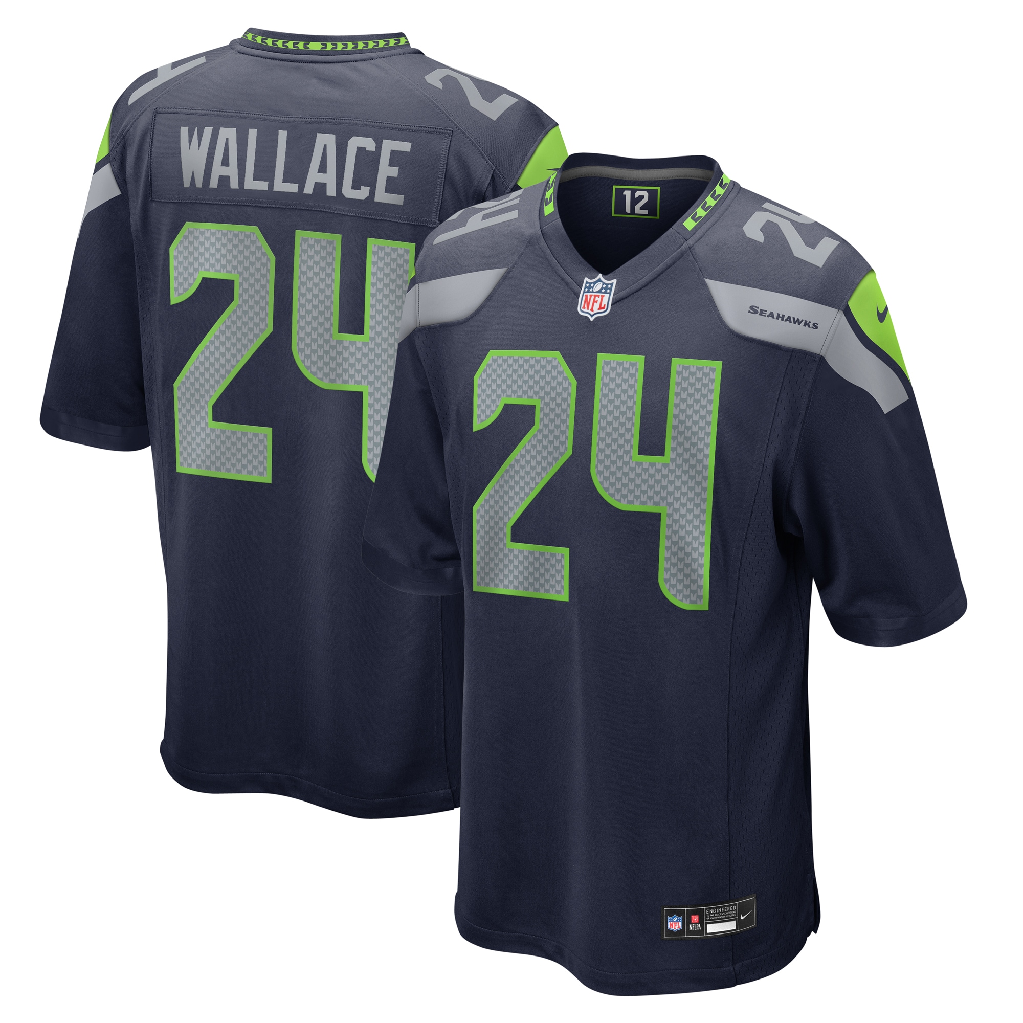 Men's Seattle Seahawks K'Von Wallace College Navy Game Jersey JS2306 Saliibo