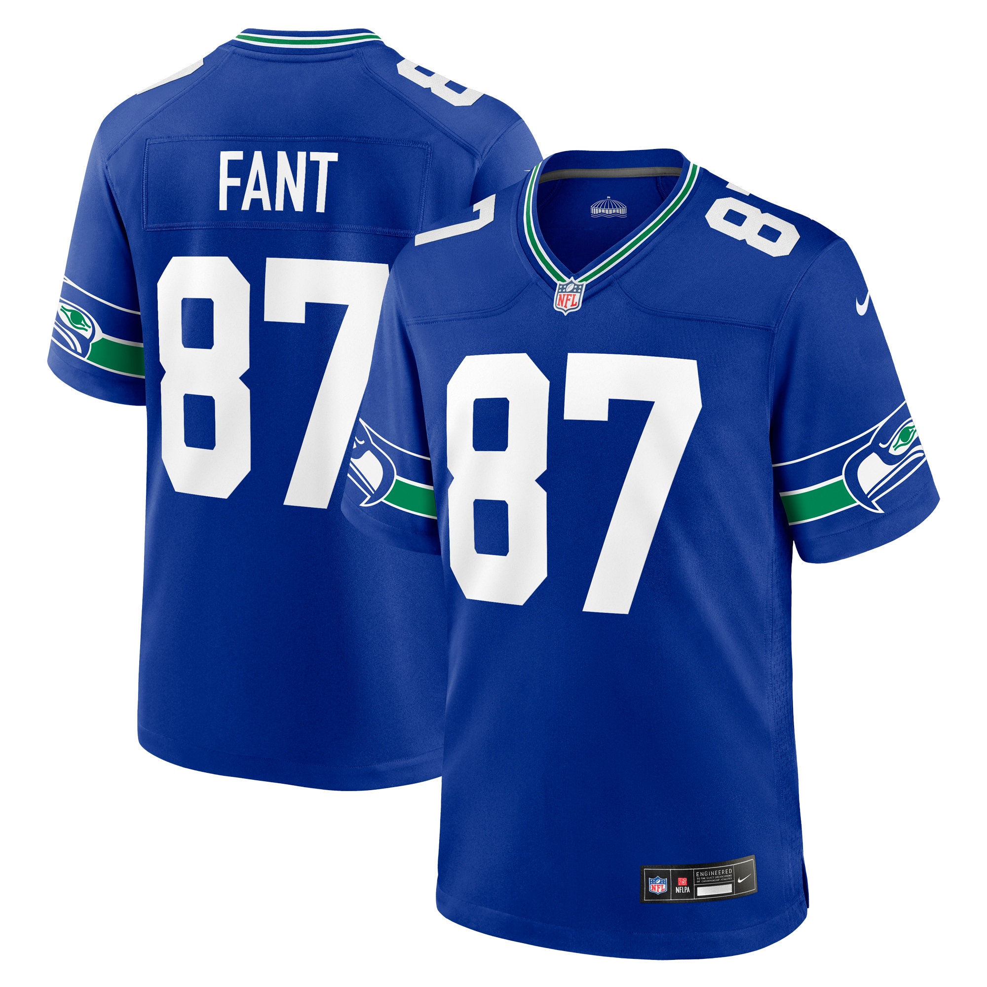 Men's Seattle Seahawks Noah Fant Royal Throwback Player Game Jersey JS9153 Saliibo