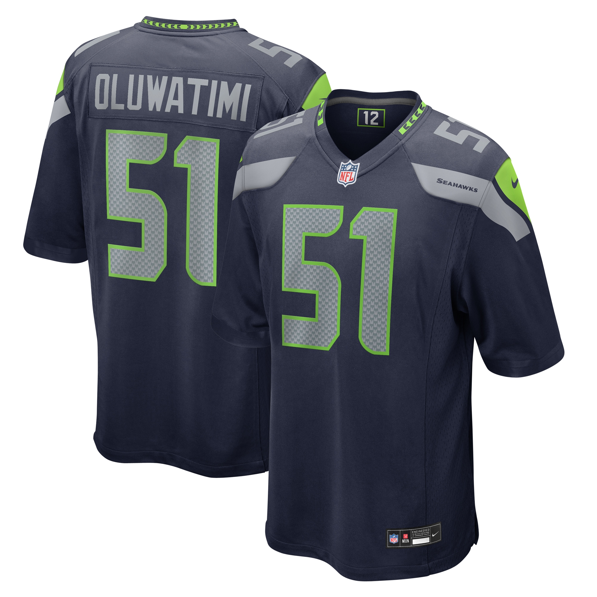 Men's Seattle Seahawks Olu Oluwatimi College Navy Game Jersey JS5941 Saliibo