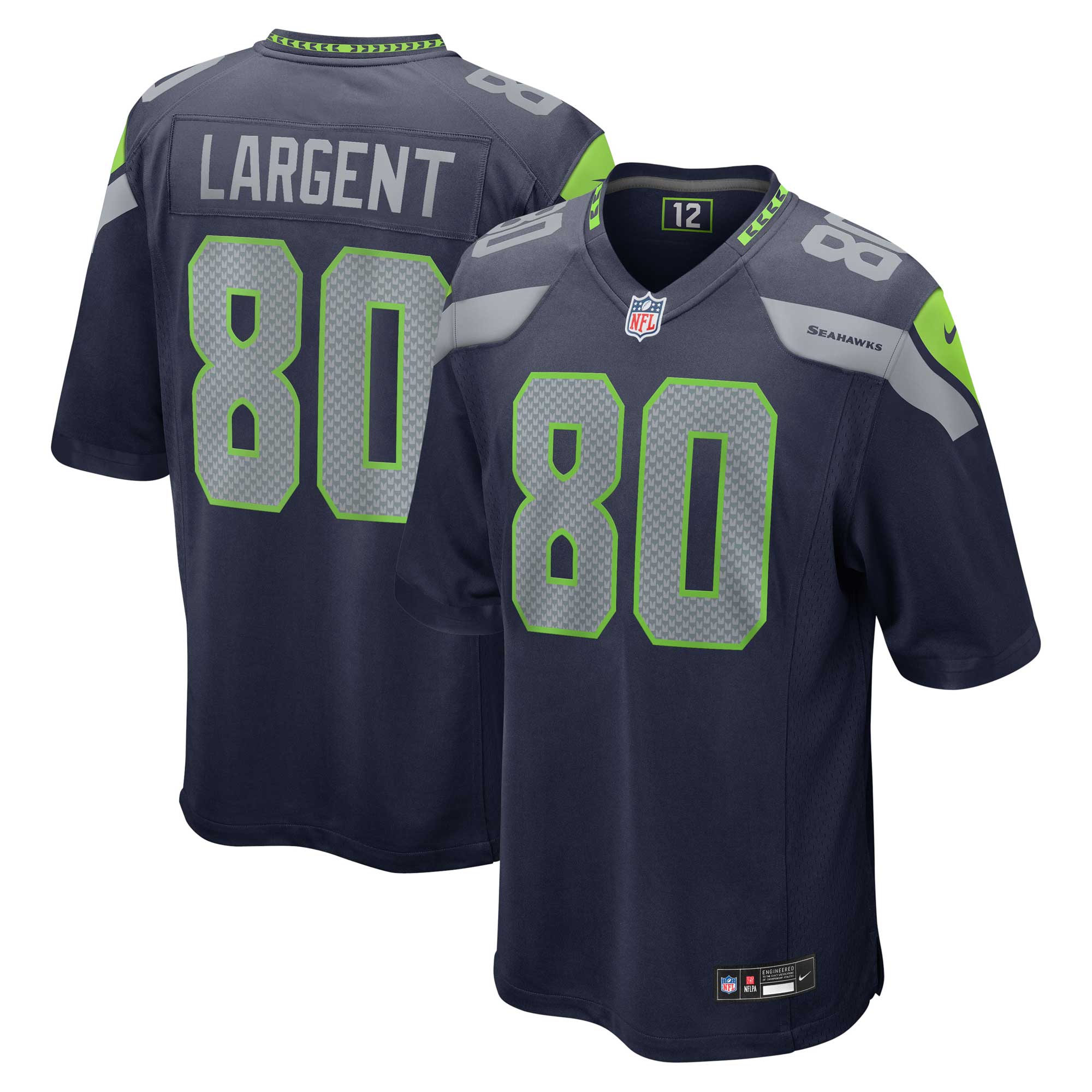 Men's Seattle Seahawks Steve Largent College Navy Retired Player Game Jersey JS4409 Saliibo