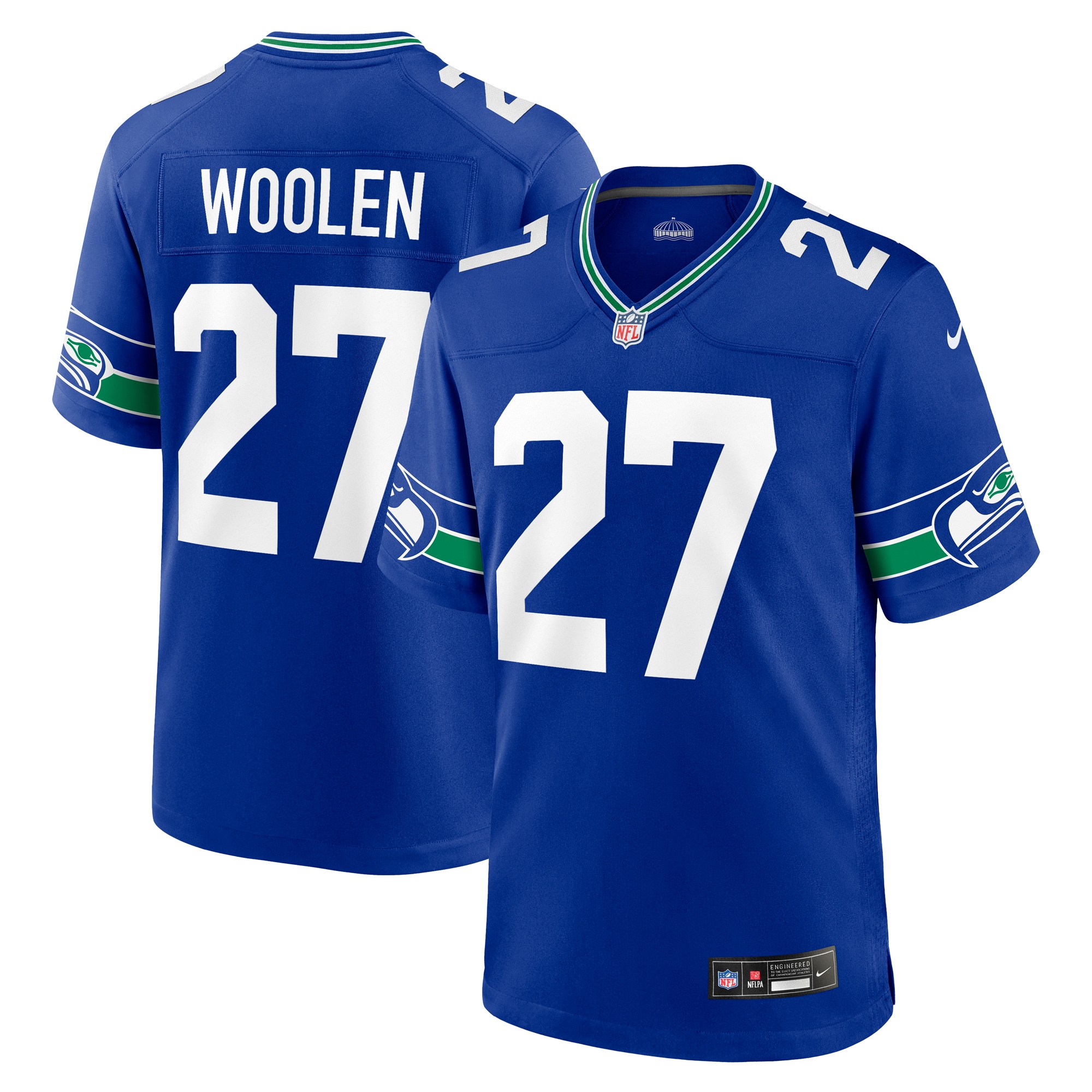 Men's Seattle Seahawks Tariq Woolen Royal Throwback Player Game Jersey JS4515 Saliibo