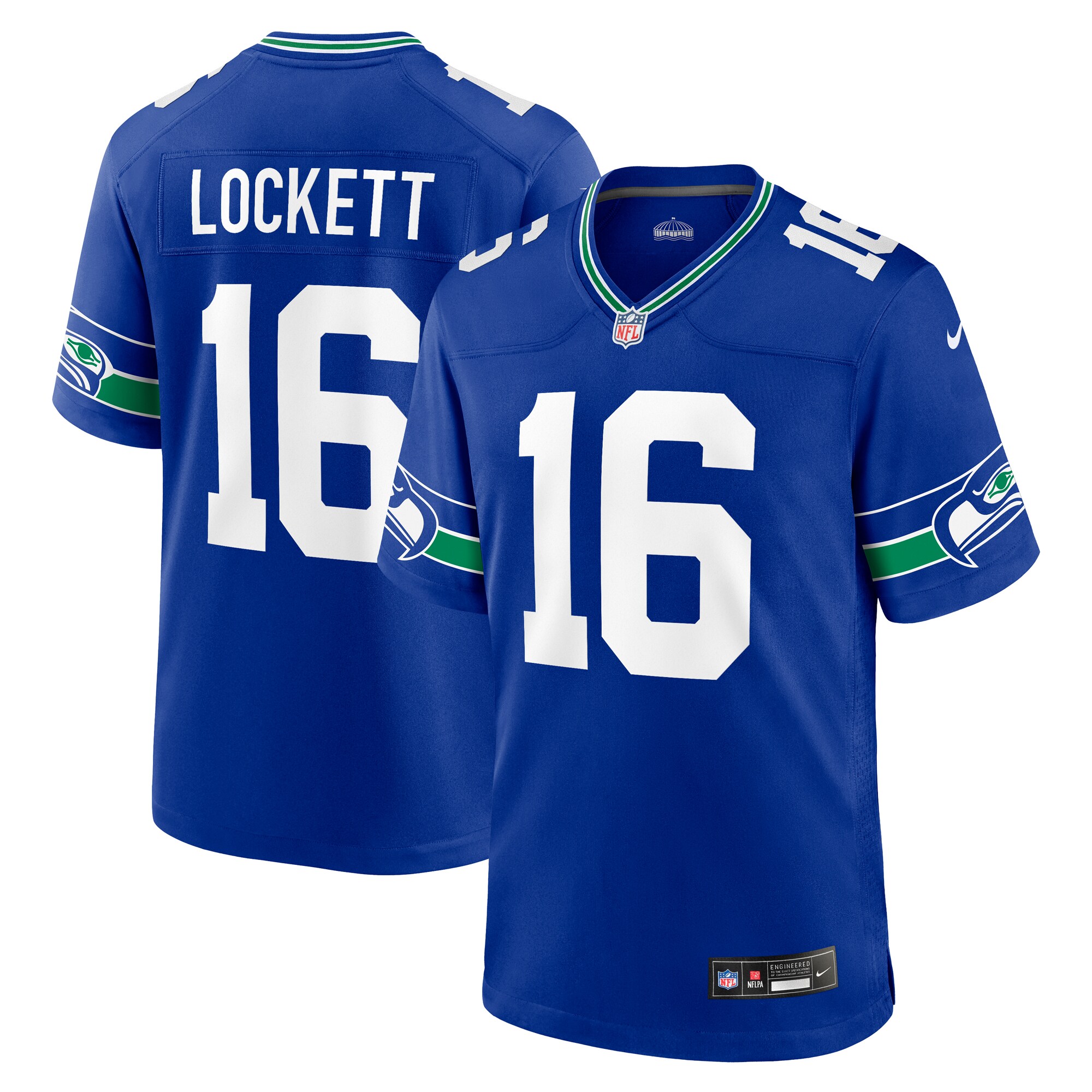 Men's Seattle Seahawks Tyler Lockett Royal Throwback Player Game Jersey JS2696 Saliibo