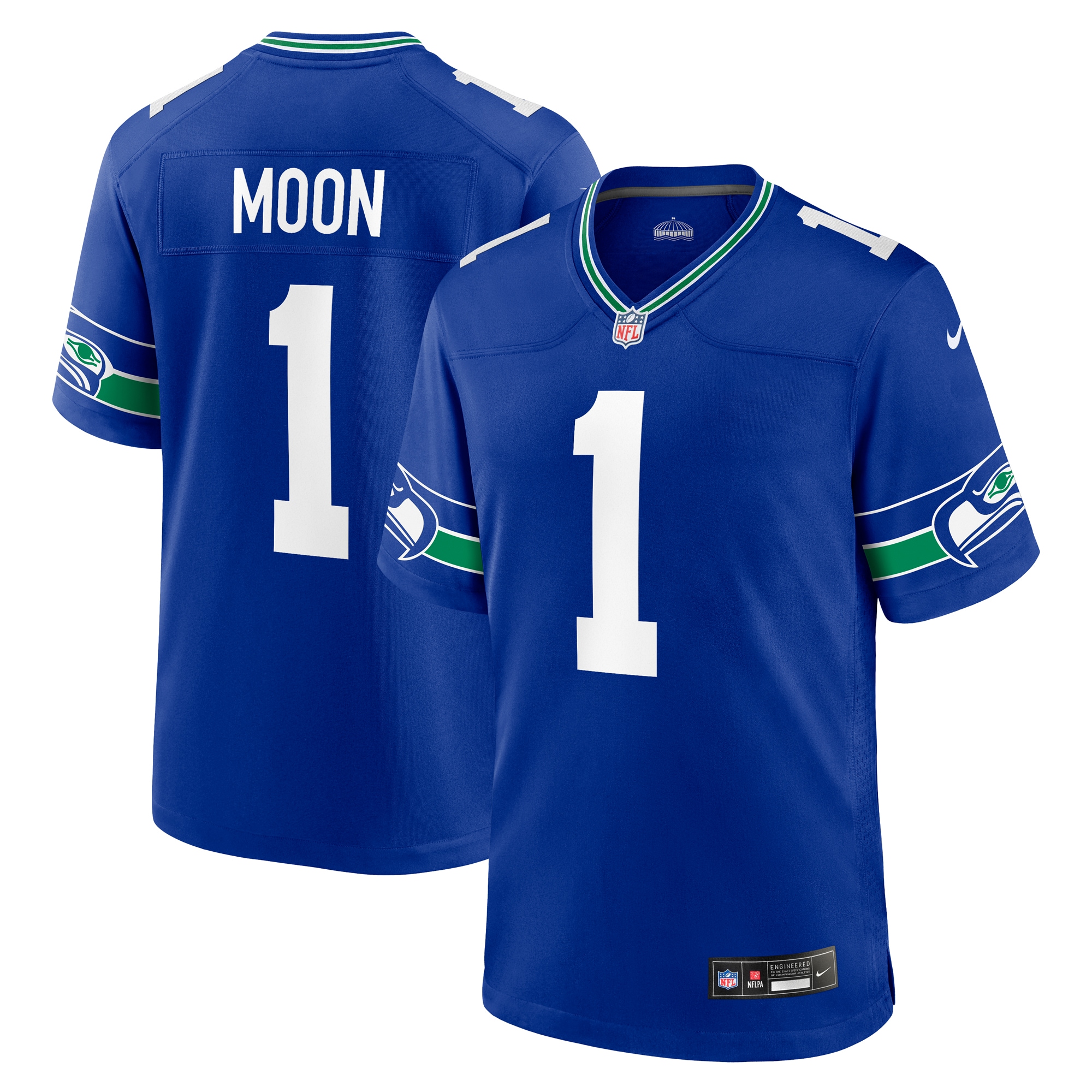 Men's Seattle Seahawks Warren Moon Royal Throwback Retired Player Game Jersey JS6496 Saliibo