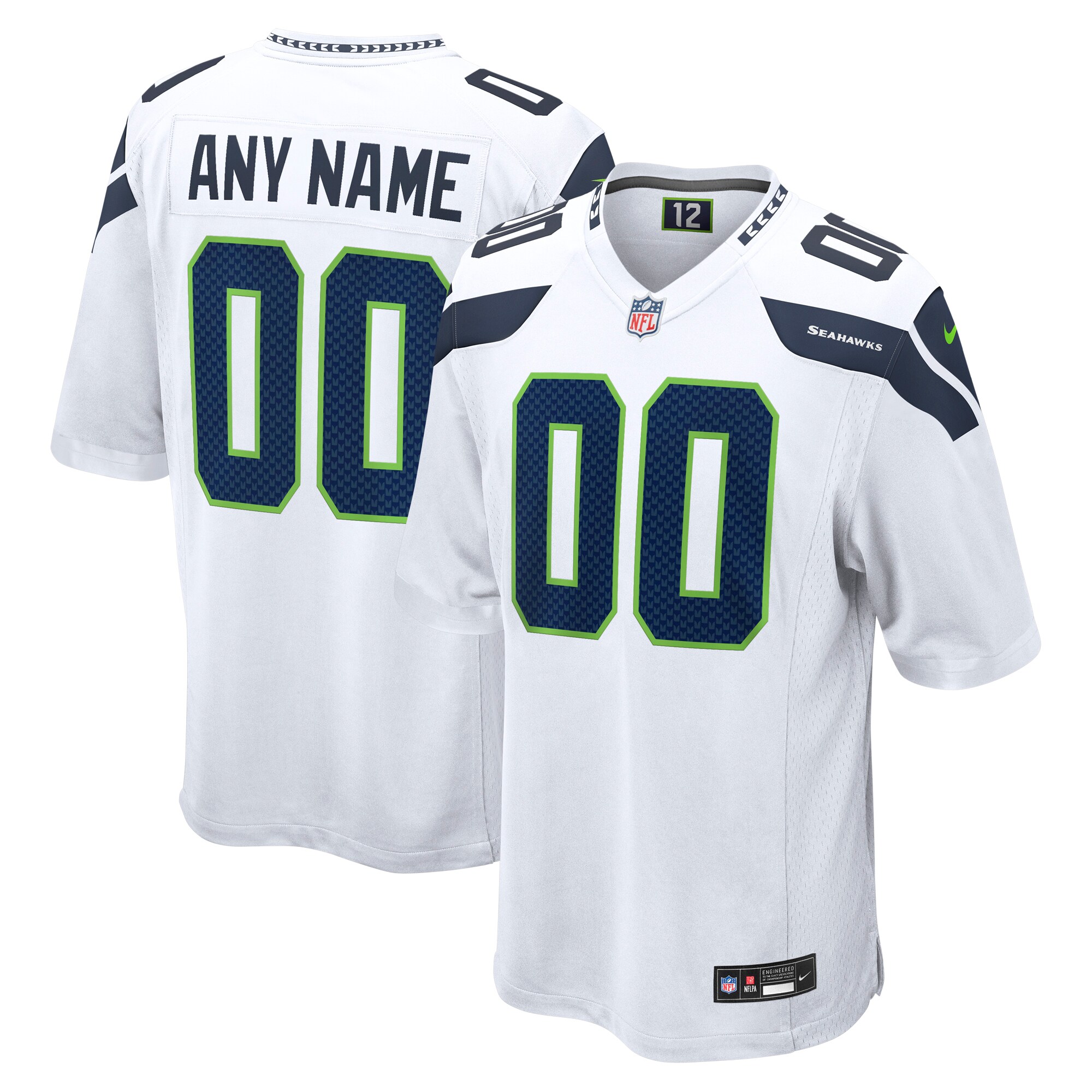 Men's Seattle Seahawks White Custom Game Jersey JS2506 Saliibo