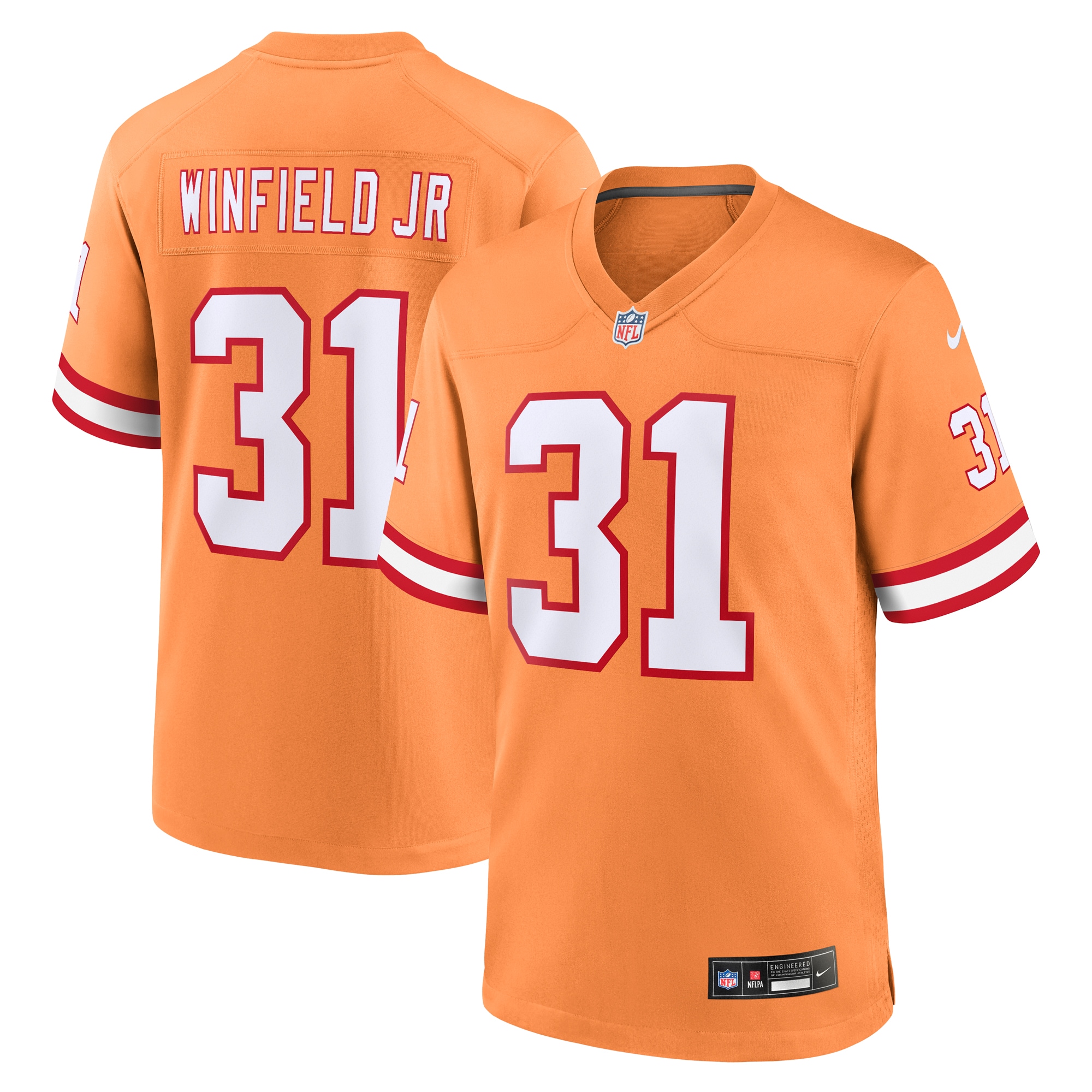 Men's Tampa Bay Buccaneers Antoine Winfield Jr. Orange Throwback Game Jersey JS9504 Saliibo