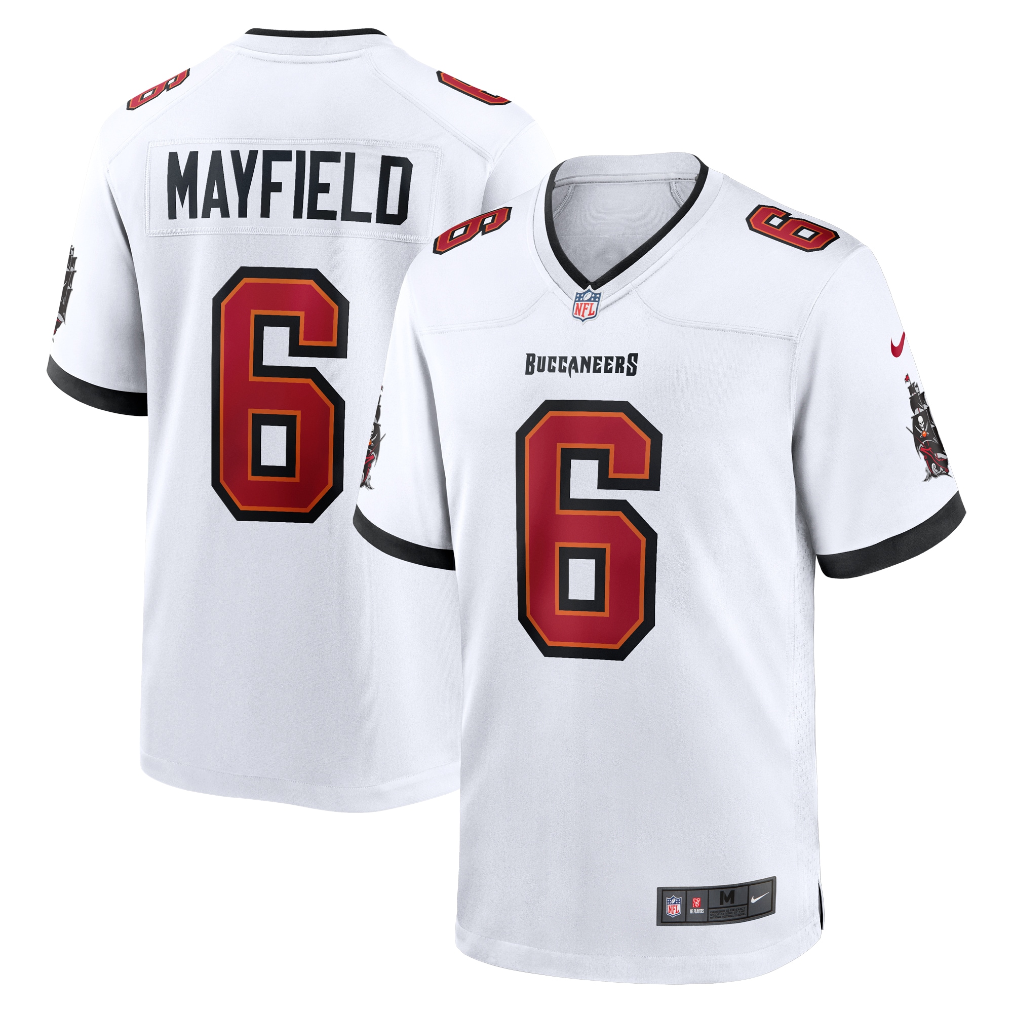 Men's Tampa Bay Buccaneers Baker Mayfield White Away Game Jersey JS7414 Saliibo