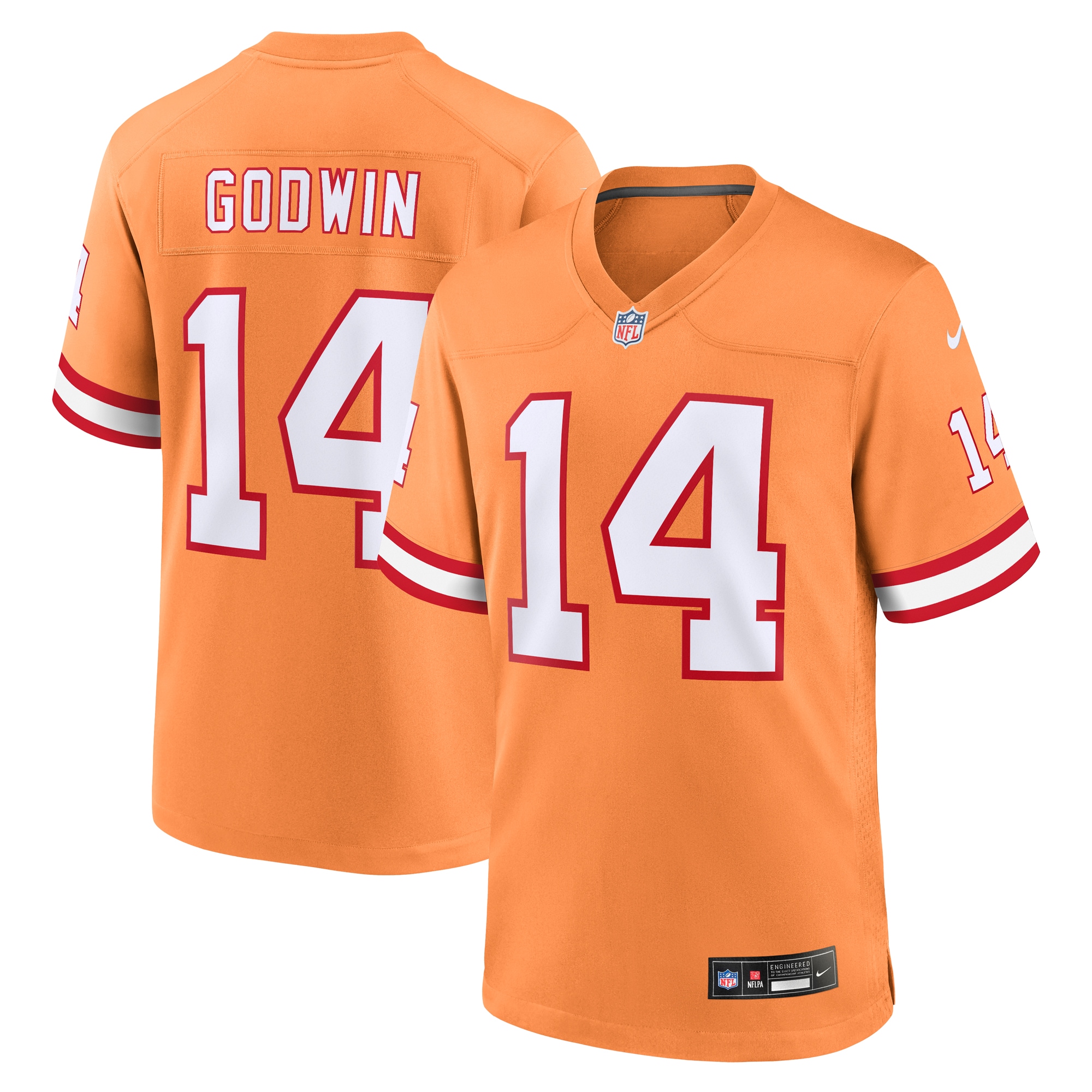 Men's Tampa Bay Buccaneers Chris Godwin Orange Throwback Game Jersey JS7353 Saliibo
