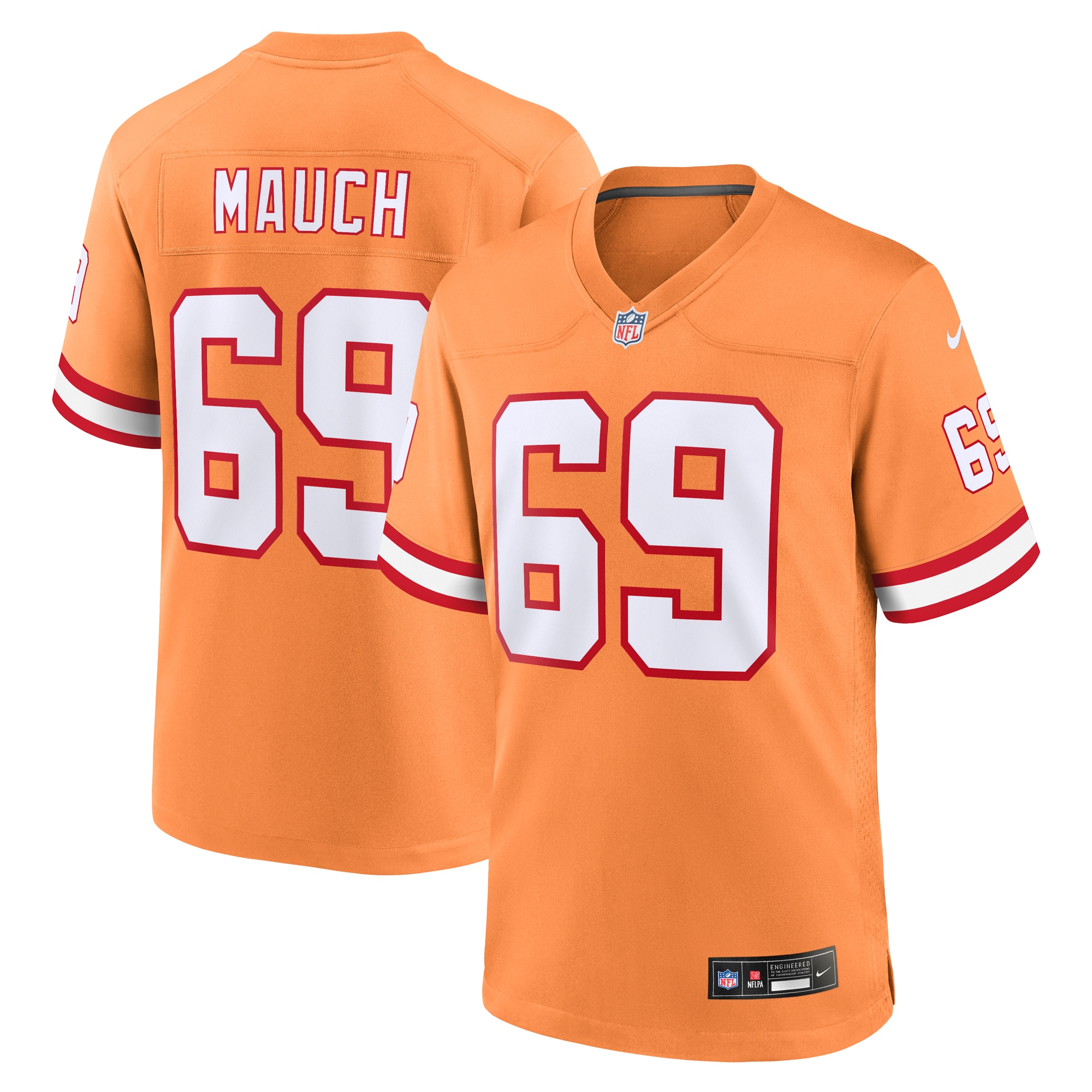 Men's Tampa Bay Buccaneers Cody Mauch Orange Throwback Game Jersey JS5118 Saliibo