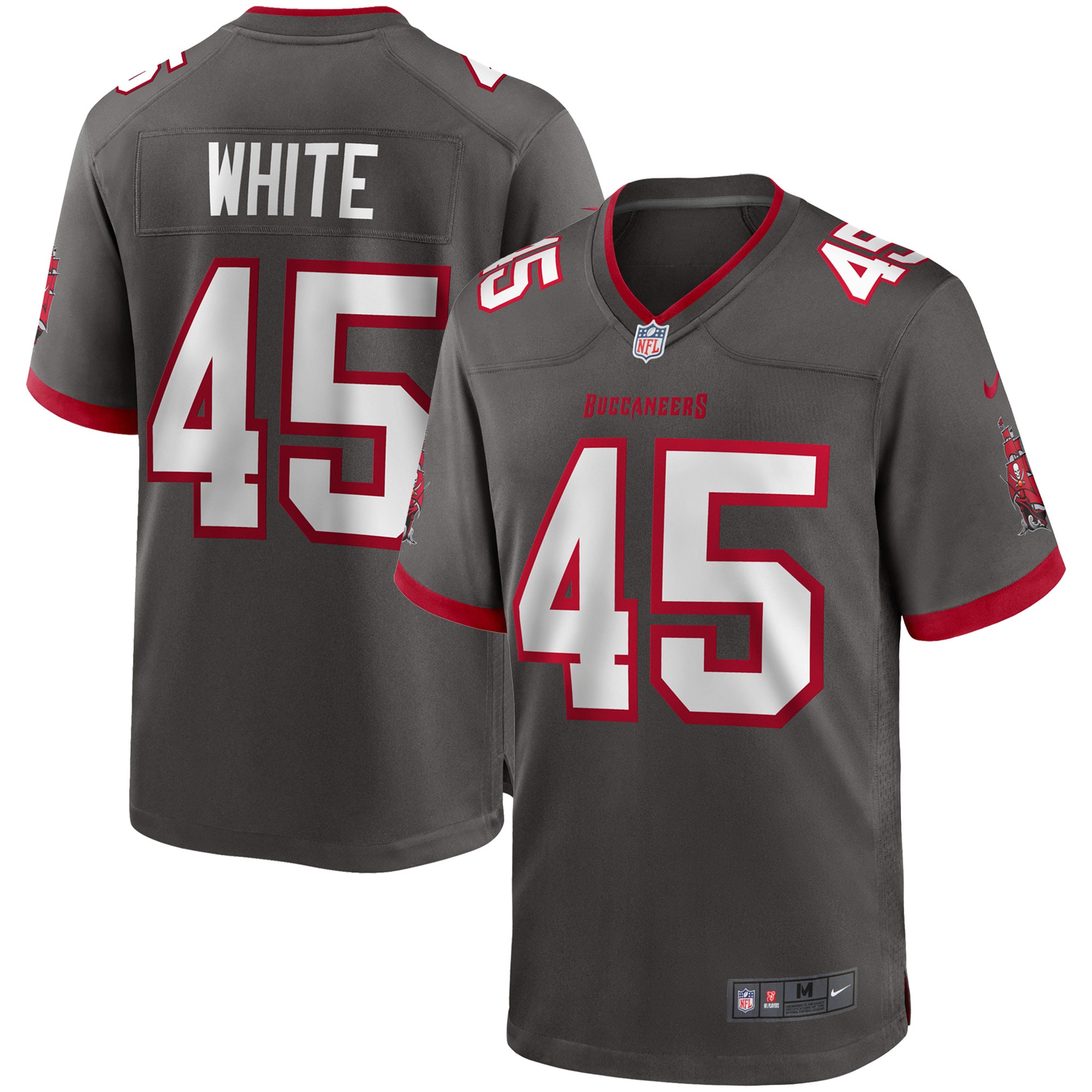 Men's Tampa Bay Buccaneers Devin White Pewter Game Jersey JS5263 Saliibo
